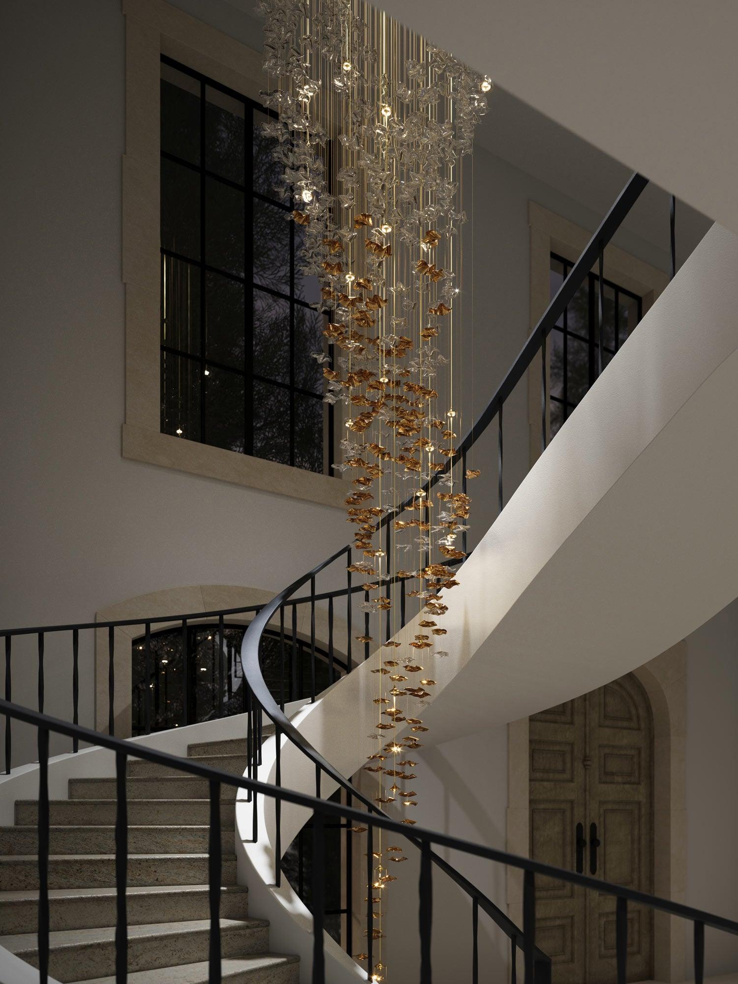Nephele Crystal Leaf Chandelier - Blowlighting