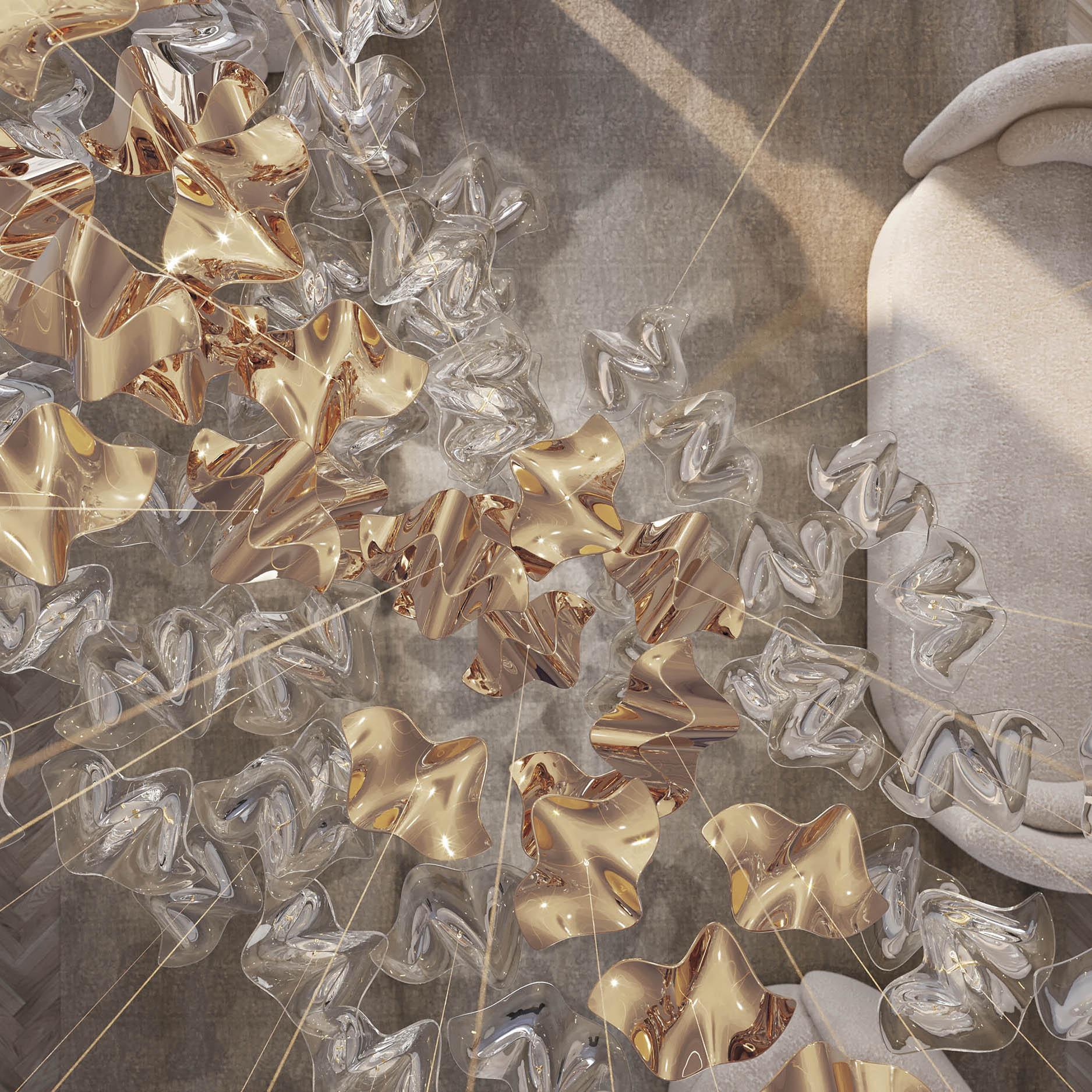 Nephele Crystal Leaf Chandelier - Blowlighting