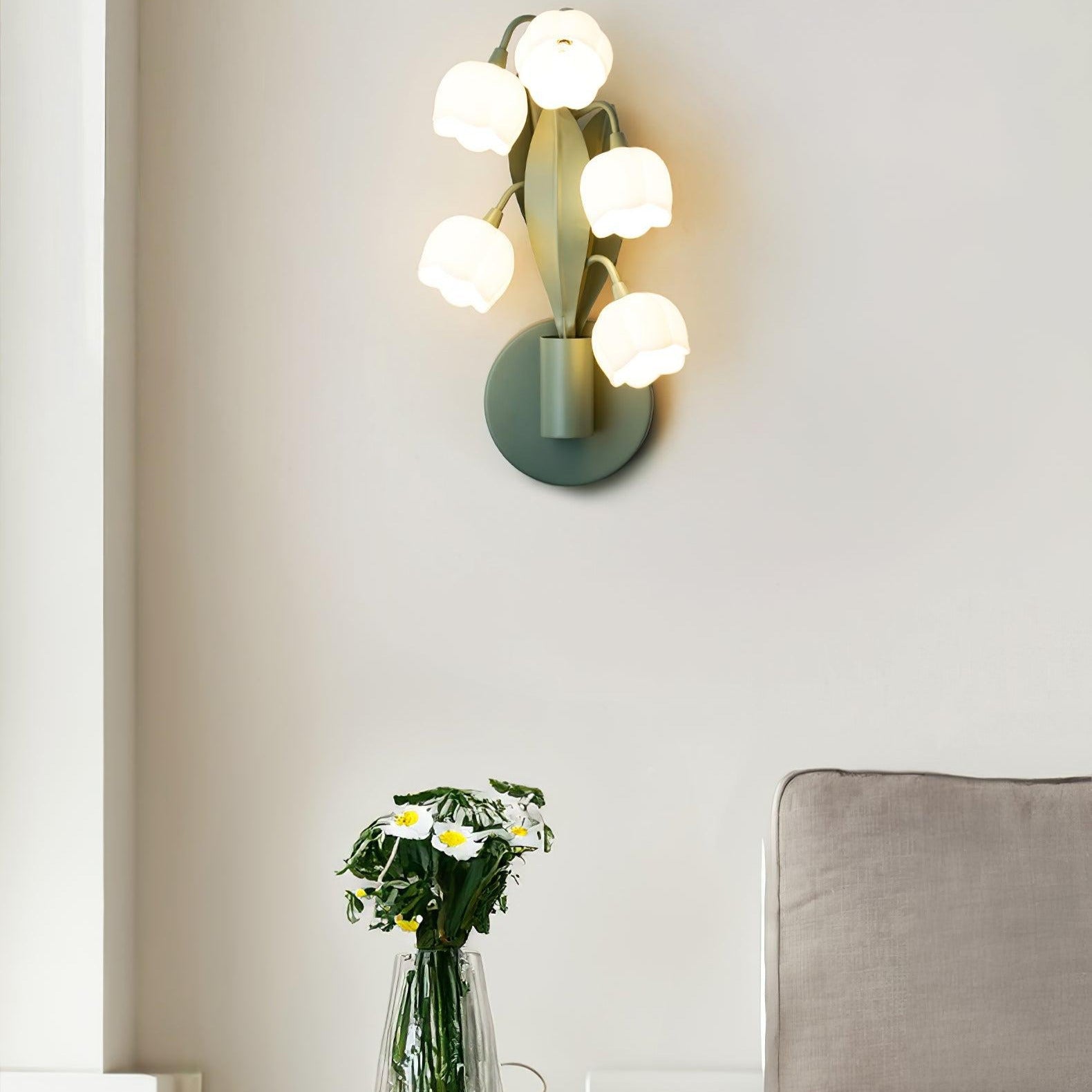 Aria Lampada da Parete Interna a Forma di Orchidea Naturale