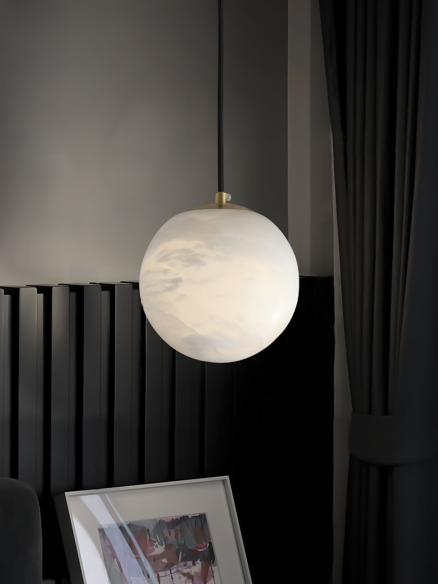Uphaara Modern Minimalist Alabaster Pendant Light - Lamp Copper