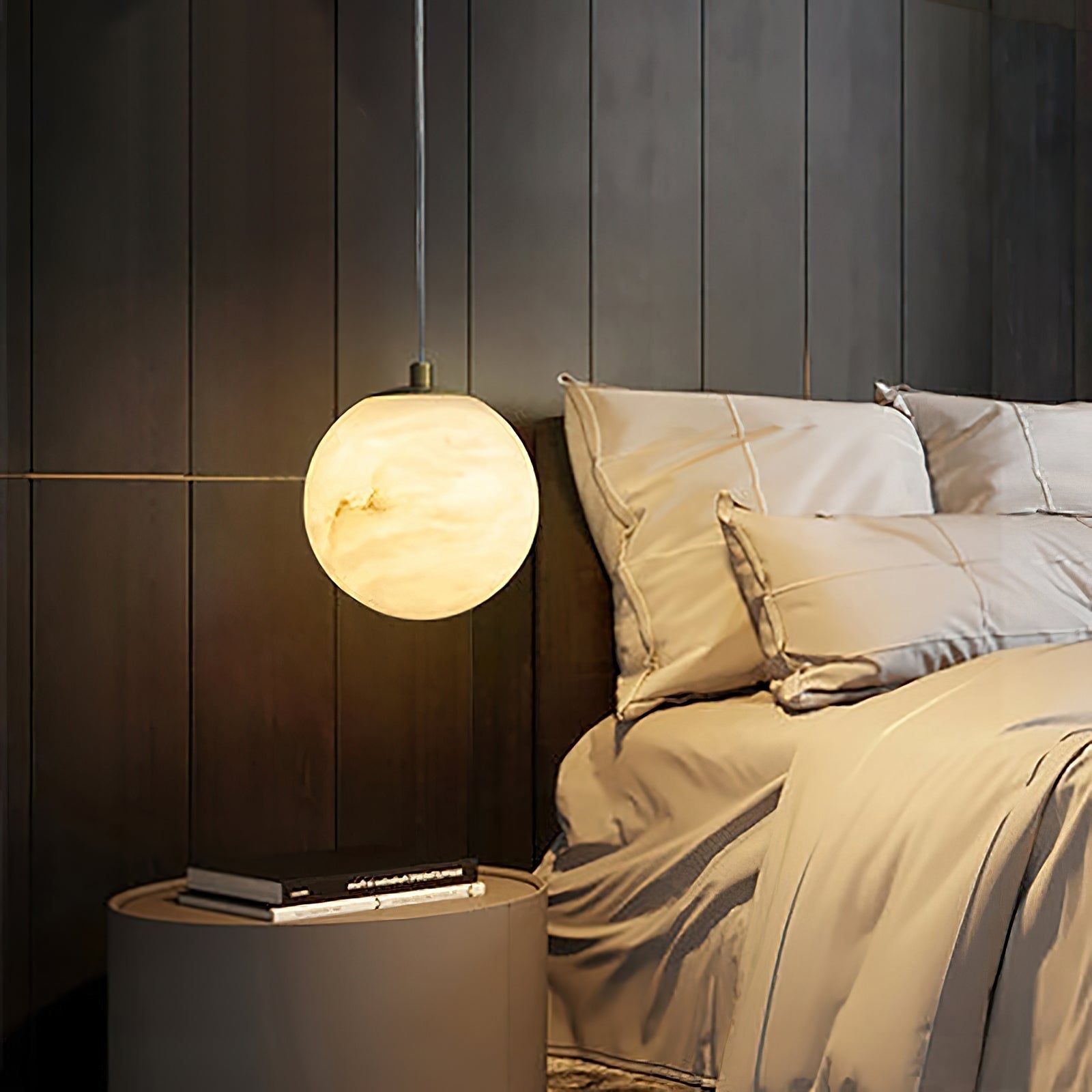 Uphaara Modern Minimalist Alabaster Pendant Light - Lamp Copper