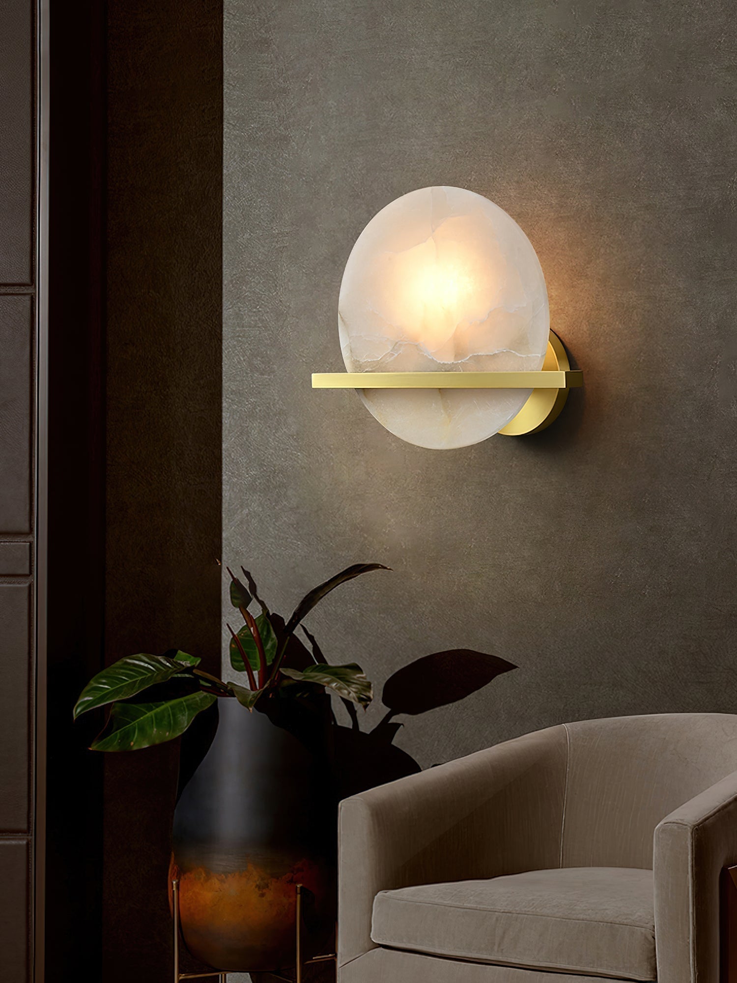 Vatalisra Modern Minimalist Alabaster Wall Lamp - Lamp Copper