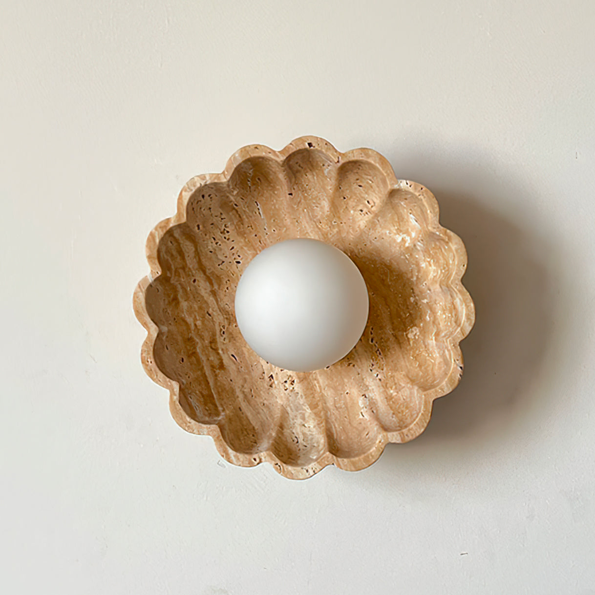 Ritta Wall Lamp Scalloped Travertine Shell - Letslighting