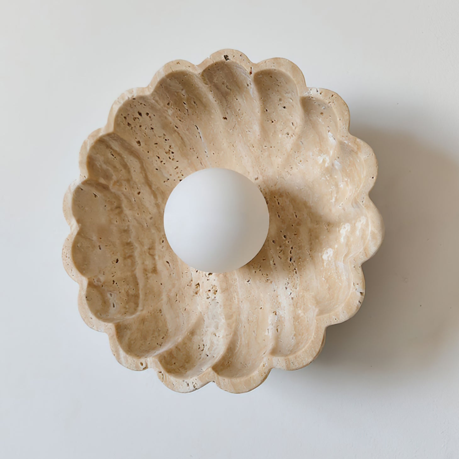 Ritta Wall Lamp Scalloped Travertine Shell - Letslighting