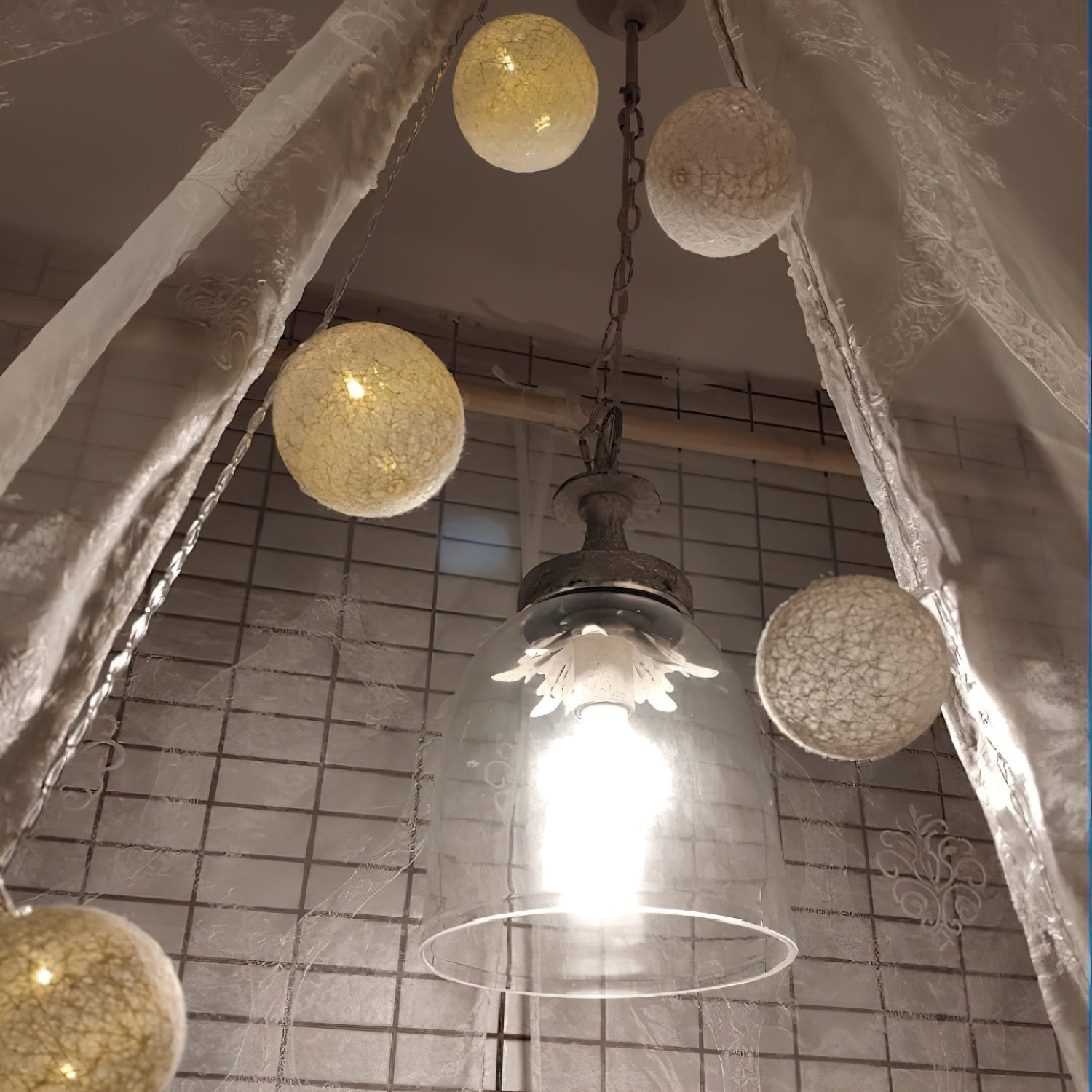 Nyrinaris Vintage Premium Metal Glass Pendant Lamp - Lamp Copper