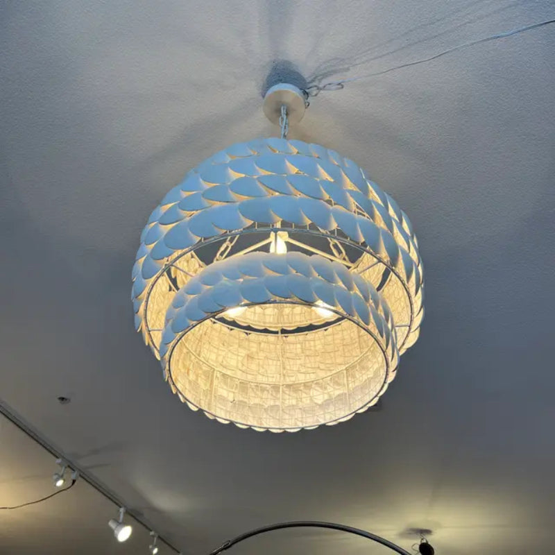 Valentina Lampada a Sospensione LED di Design Vintage in Metallo Crema per Soggiorno/Sala da Pranzo