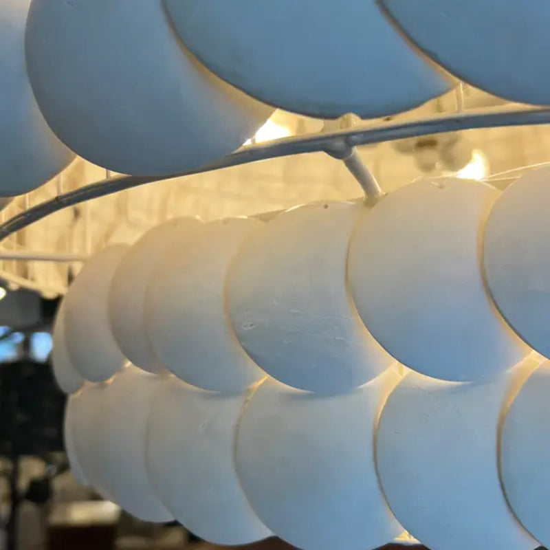 Valentina Lampada a Sospensione LED di Design Vintage in Metallo Crema per Soggiorno/Sala da Pranzo