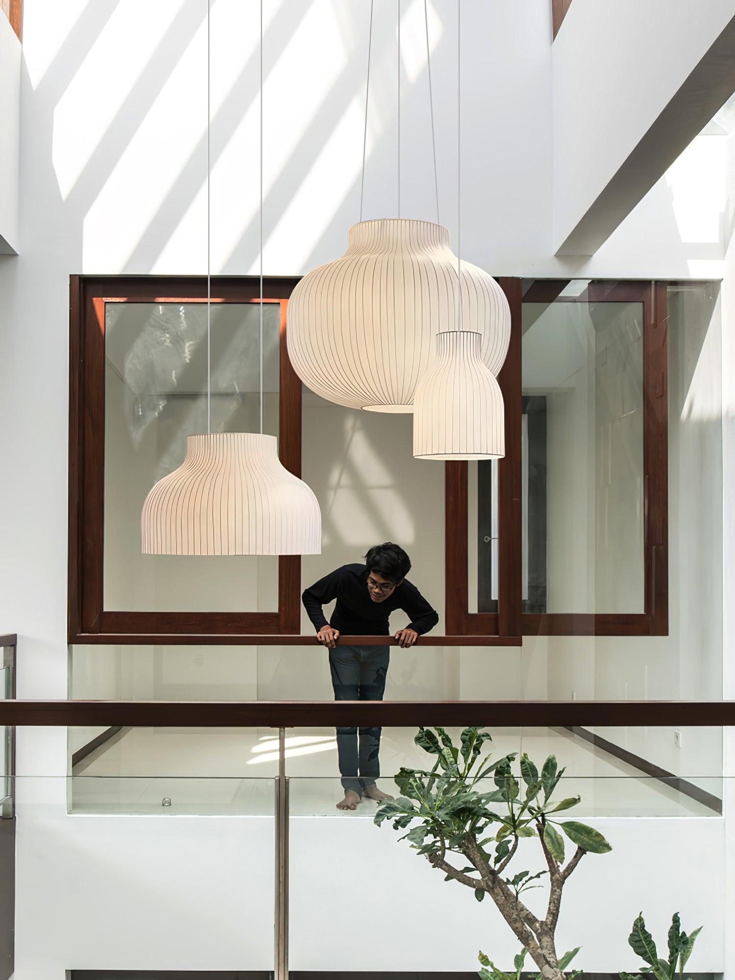 Lumina Silk Ribbed Pendant Light - Blowlighting