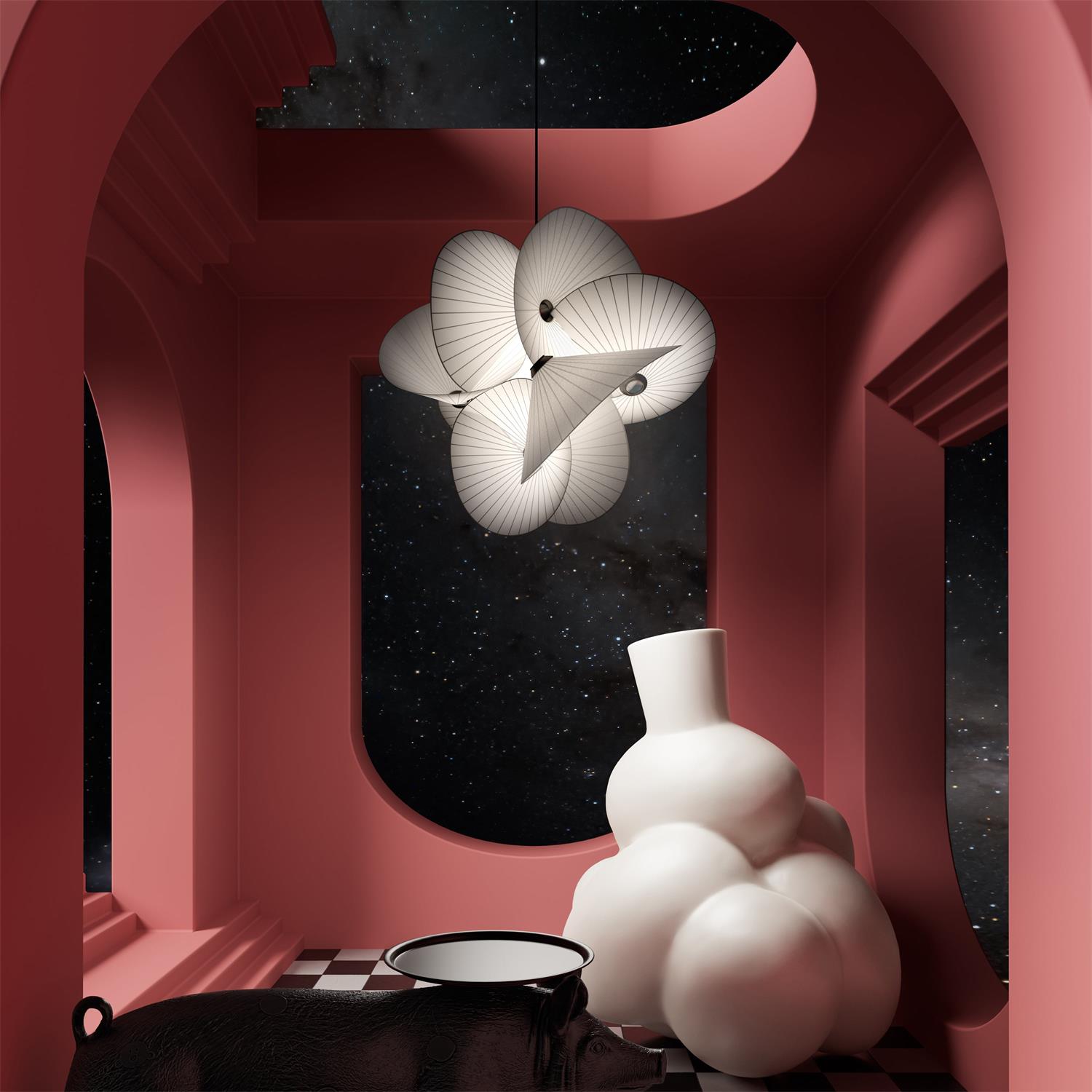 Zerinarae Individual Creativity Metal Fabric Pendant Light - Lamp Copper