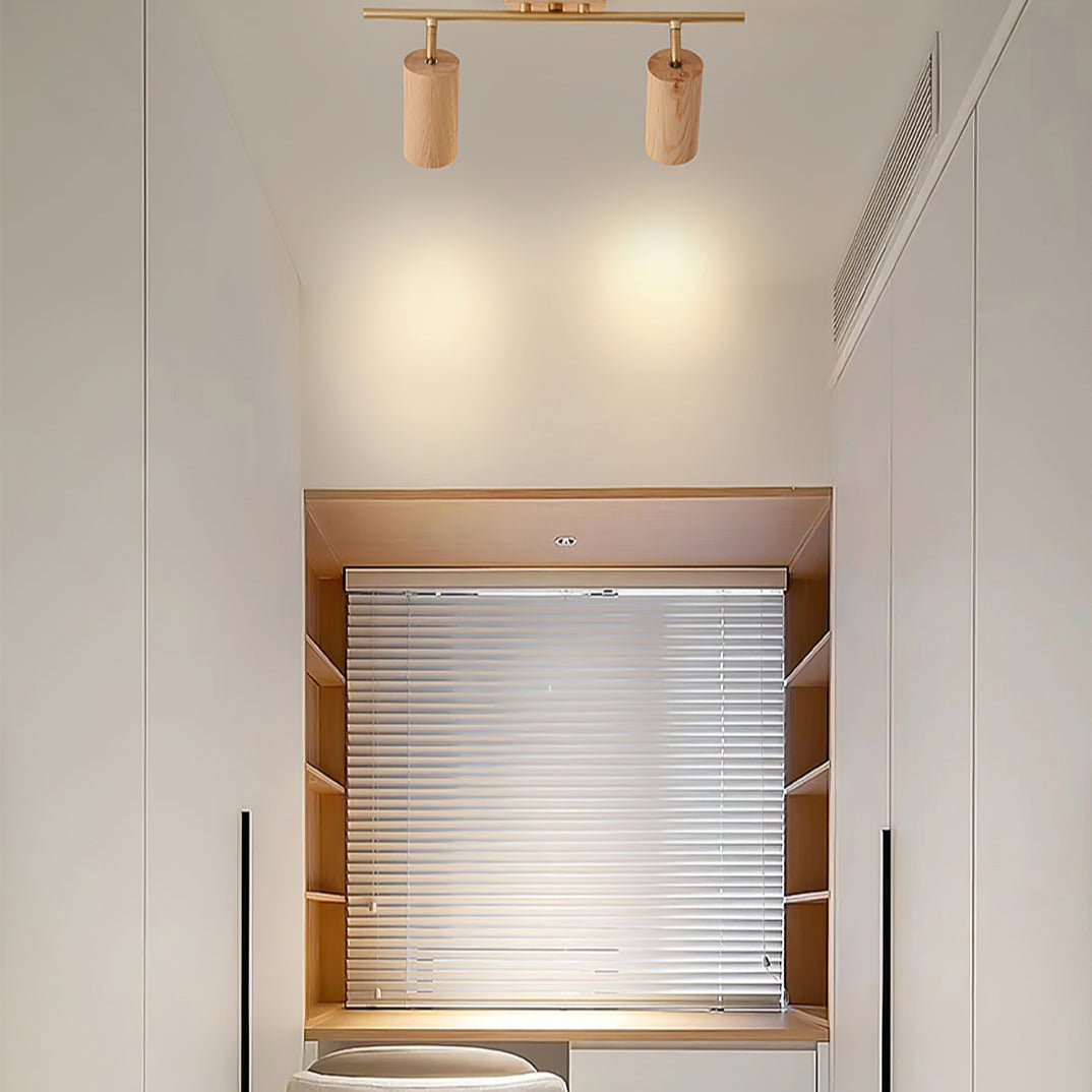 Aim Lampada da Soffitto con Faretto in Legno Lungo per Soggiorno