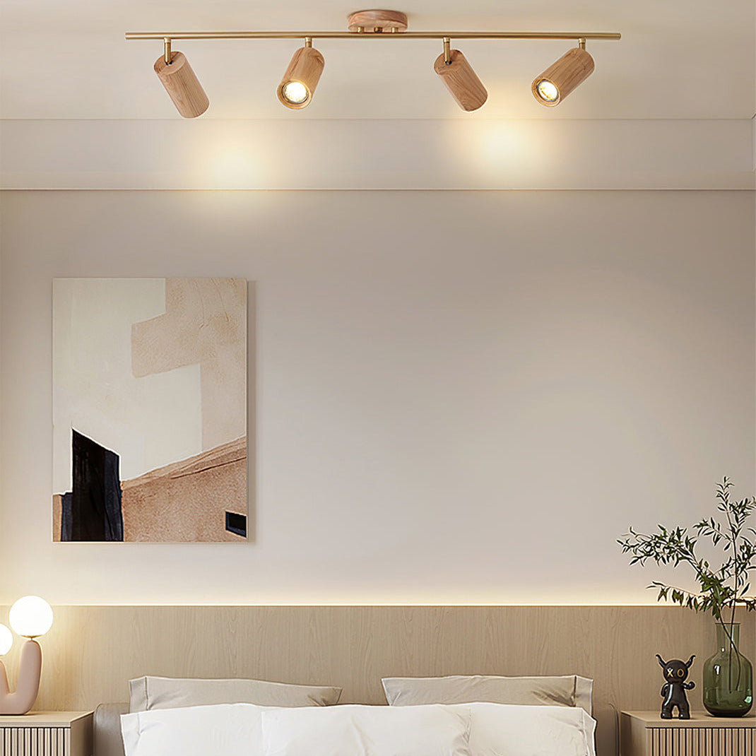 Aim Lampada da Soffitto con Faretto in Legno Lungo per Soggiorno