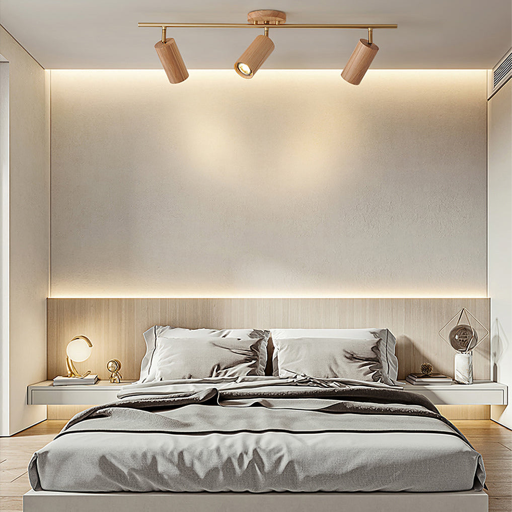Aim Lampada da Soffitto con Faretto in Legno Lungo per Soggiorno