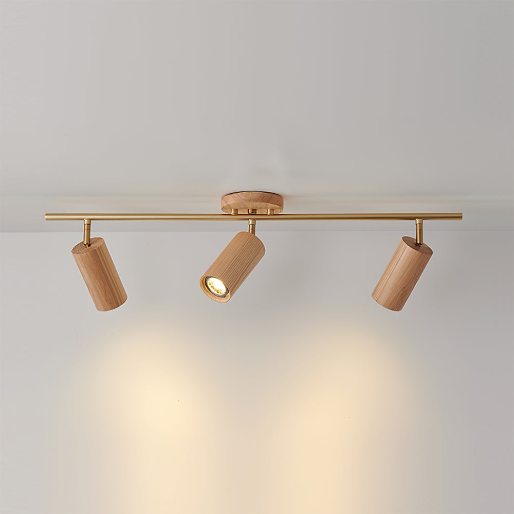 Aim Lampada da Soffitto con Faretto in Legno Lungo per Soggiorno