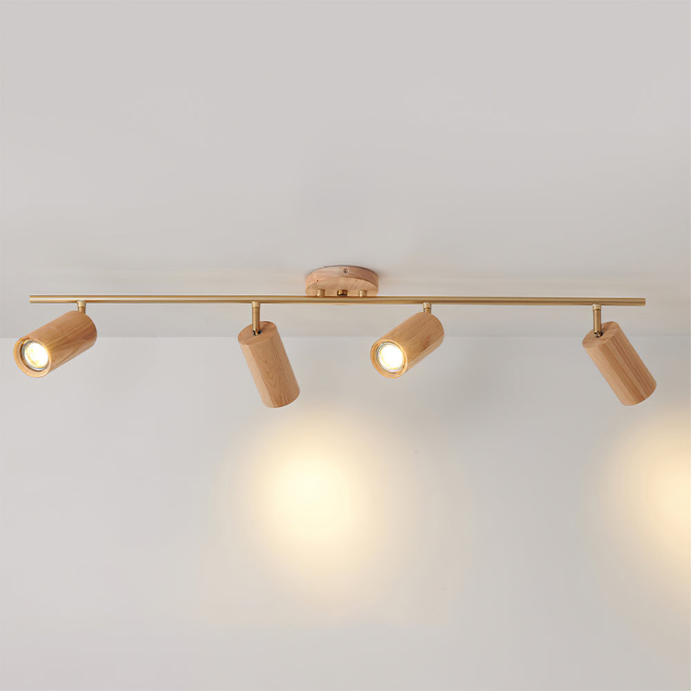 Aim Lampada da Soffitto con Faretto in Legno Lungo per Soggiorno