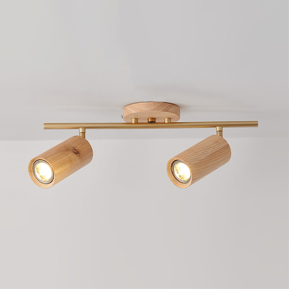 Aim Lampada da Soffitto con Faretto in Legno Lungo per Soggiorno