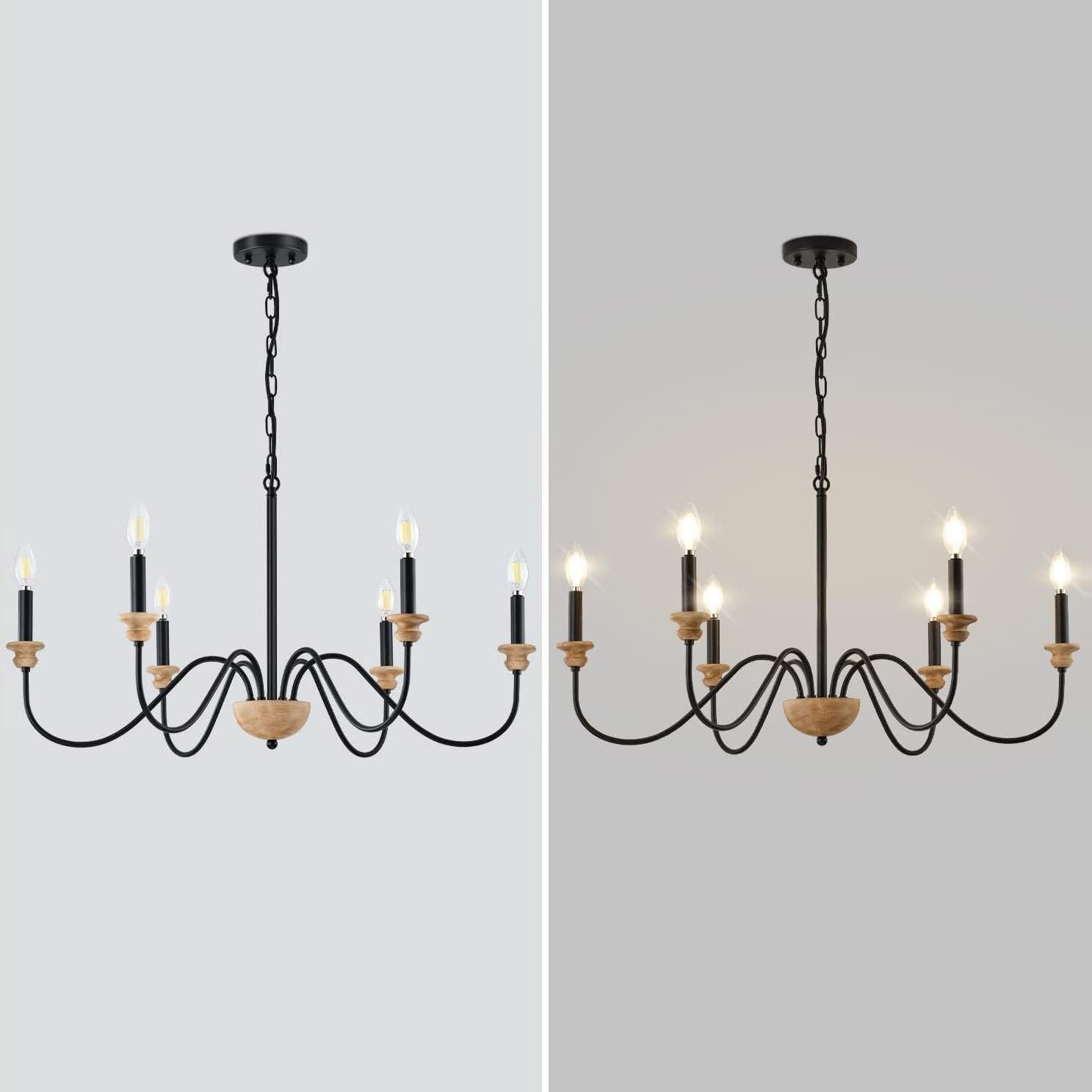 Zalaeira Vintage Industrial Traditional Wooden Metal Chandelier - Lamp Copper