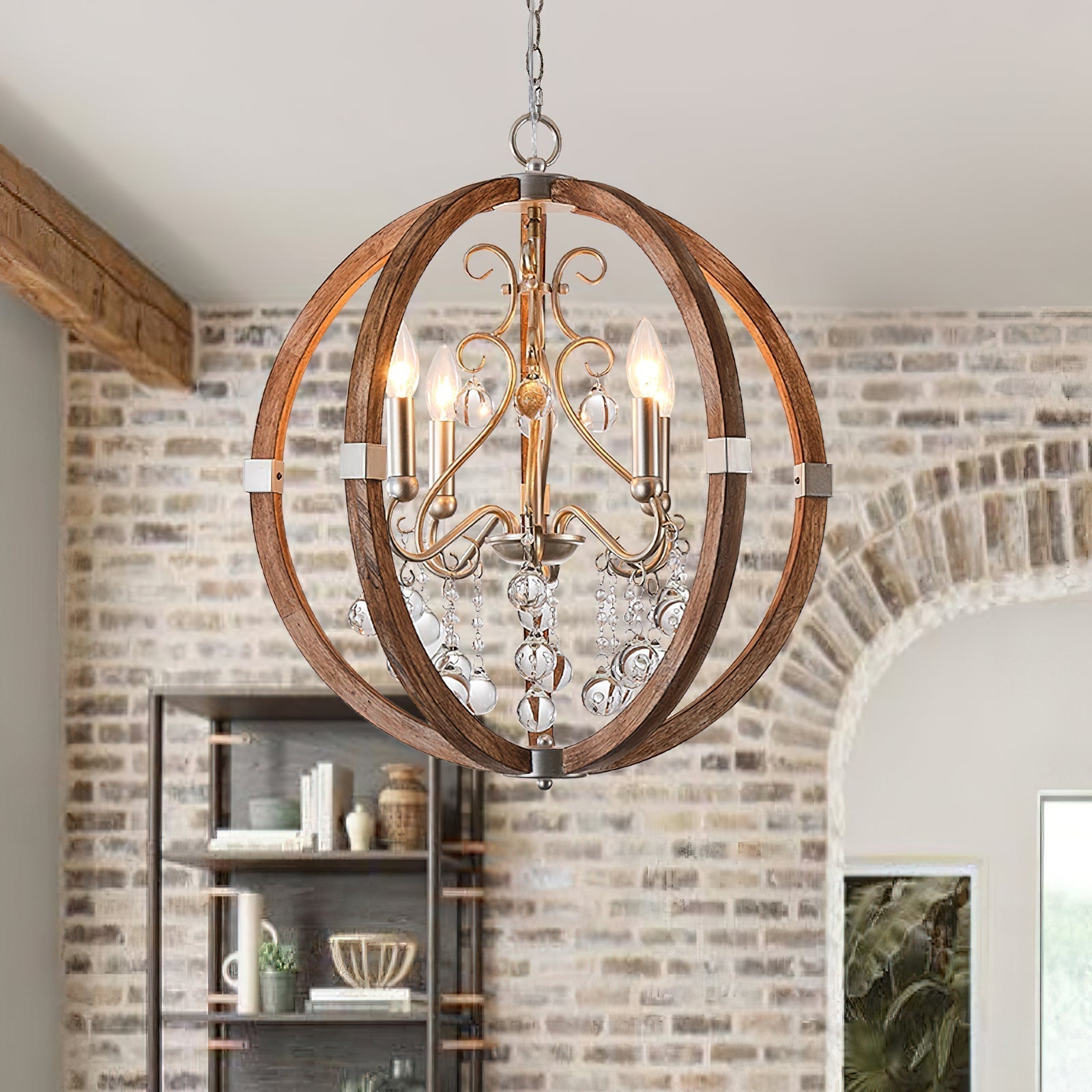Oltheyra Premium Elegance Wooden Metal Pendant Lamp - Lamp Copper