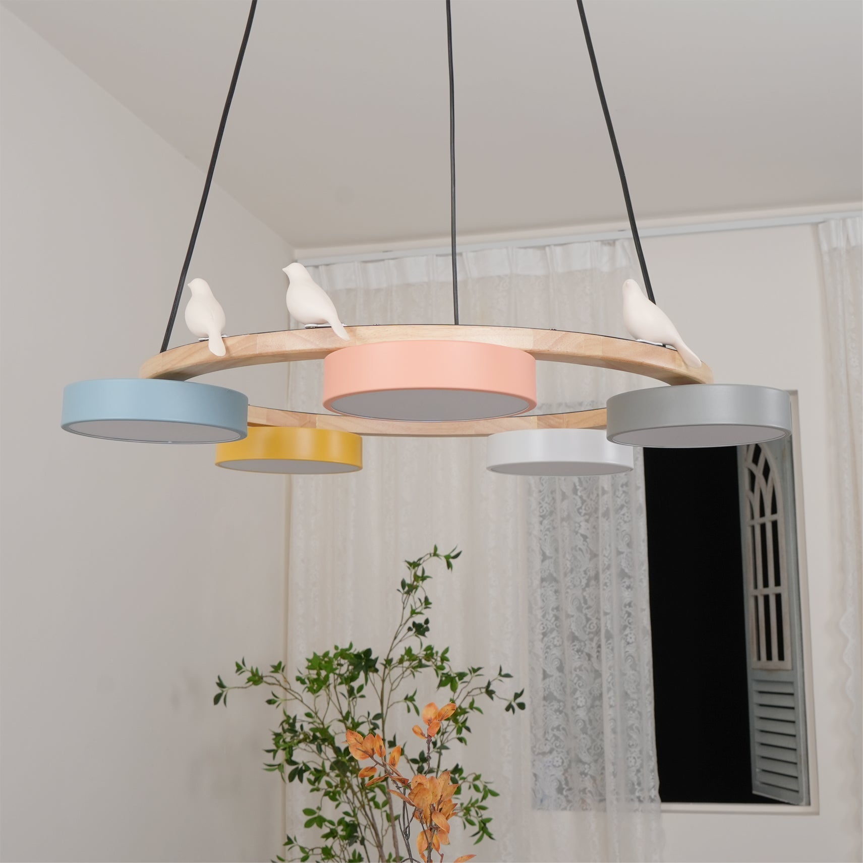 Muto Lampadario Rotondo con Uccelli