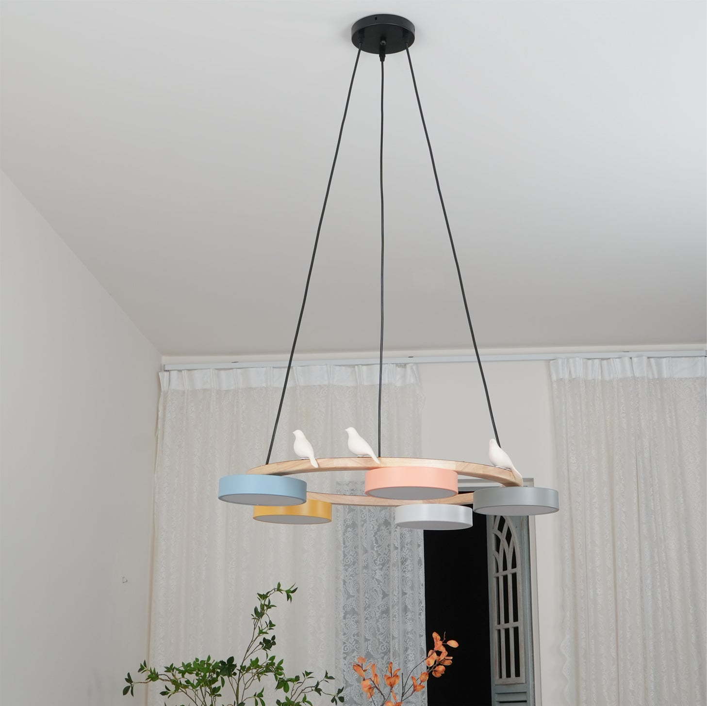 Muto Lampadario Rotondo con Uccelli
