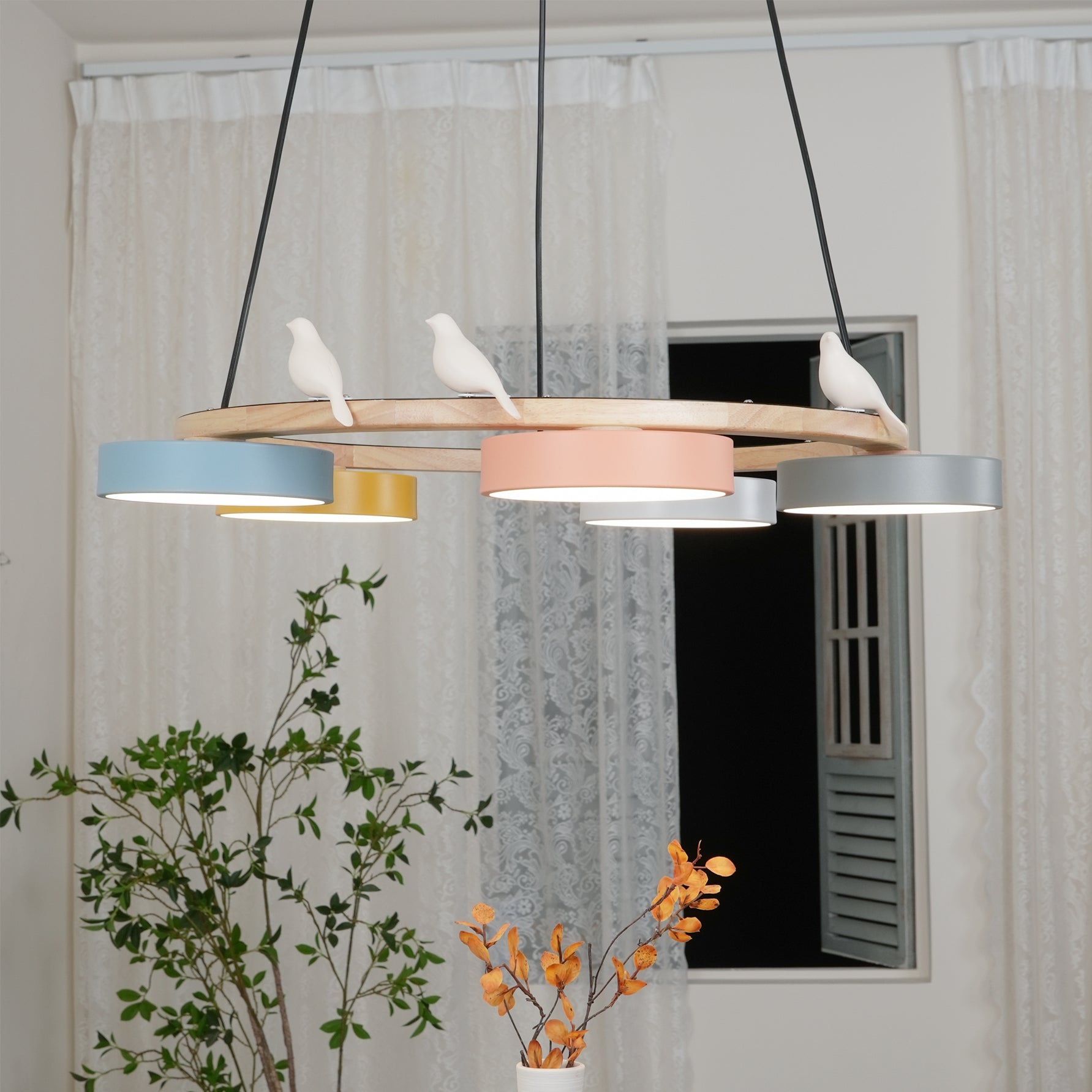 Muto Lampadario Rotondo con Uccelli