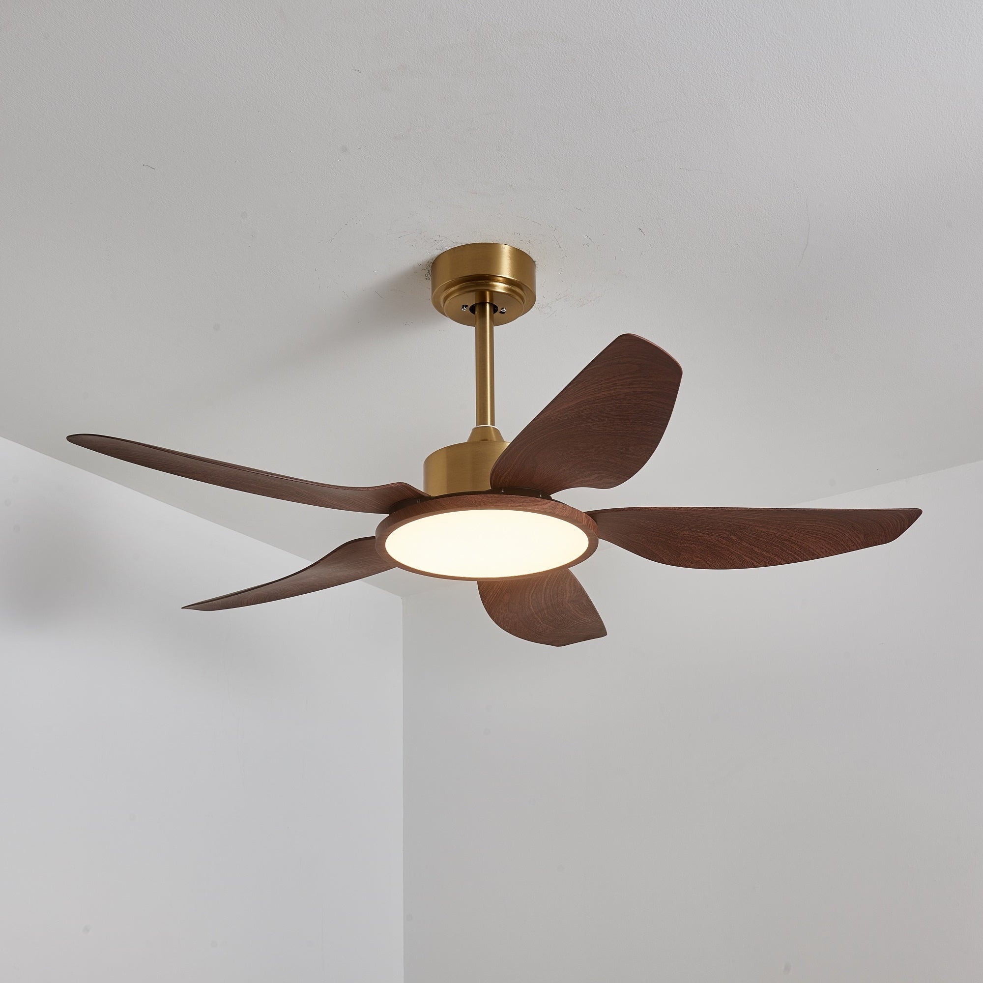 Primo piano della luce LED integrata sul ventilatore Aurelia.