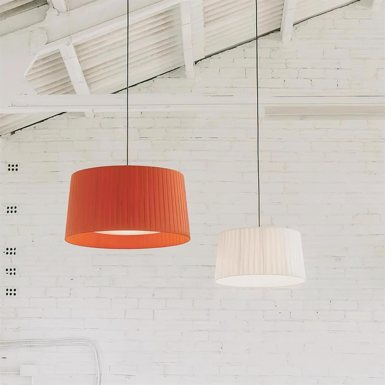 Pendant Light Pleated Fabric Drum - Letslighting