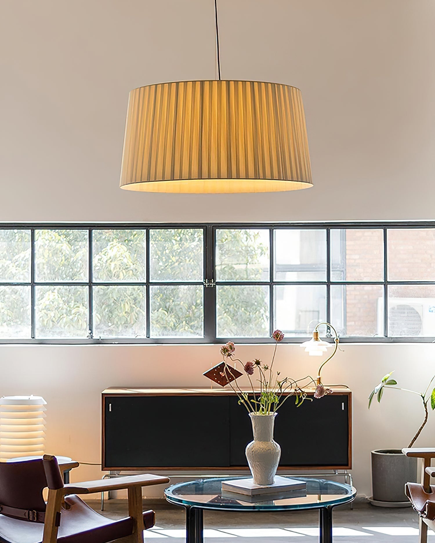 Pendant Light Pleated Fabric Drum - Letslighting