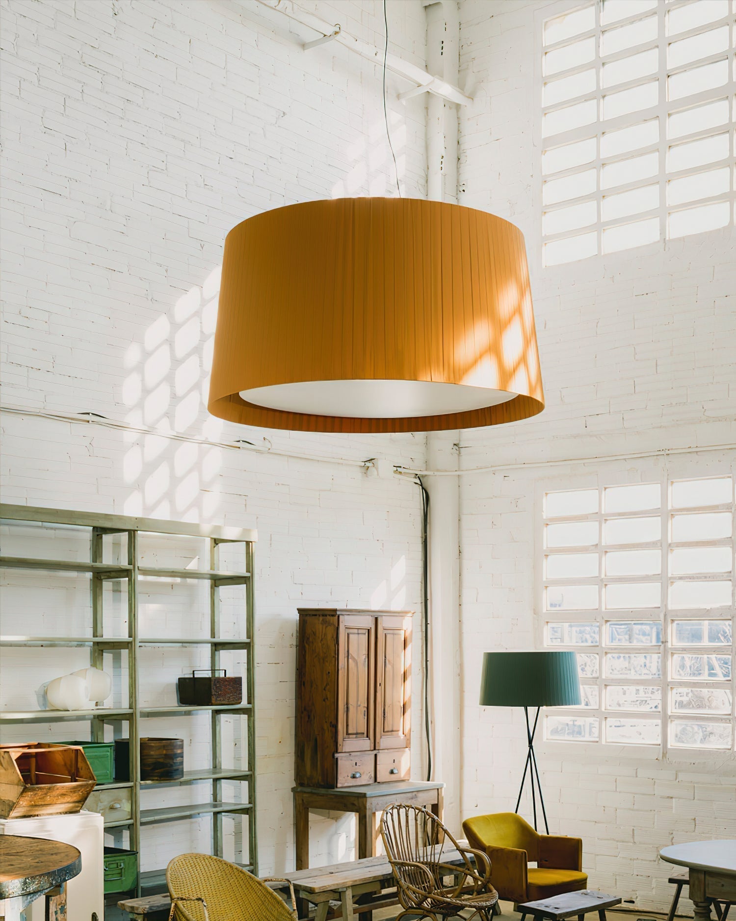 Pendant Light Pleated Fabric Drum - Letslighting