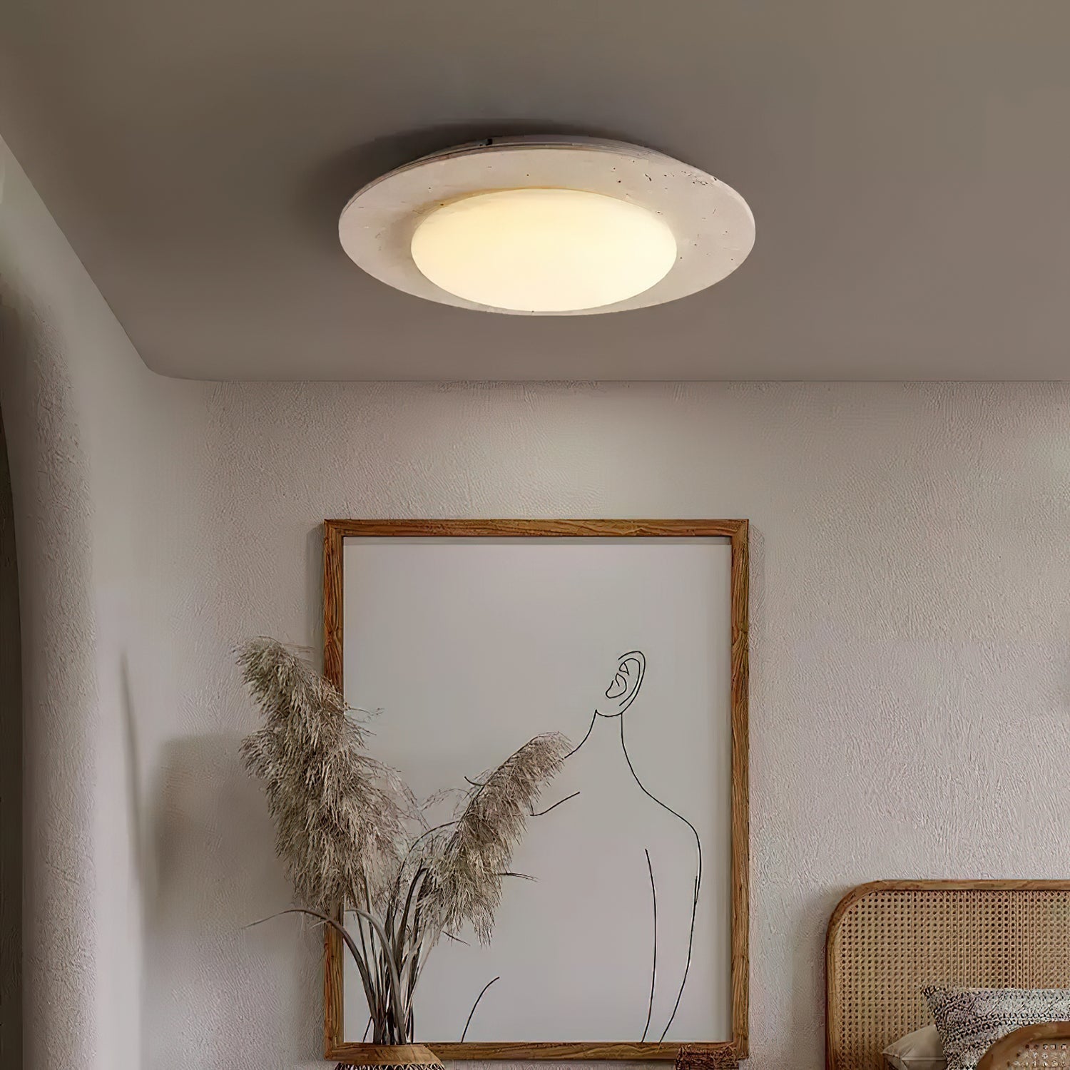 Arsoror Flush-Mount Travertine Ceiling Light - Neutralighting