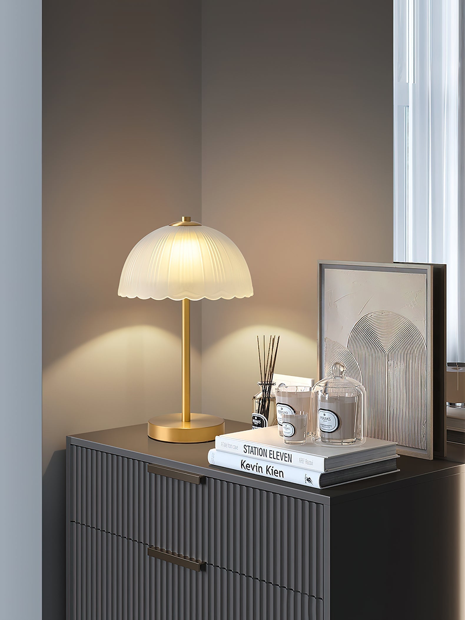 Small Umbrella Table Lamp - Lamp Copper