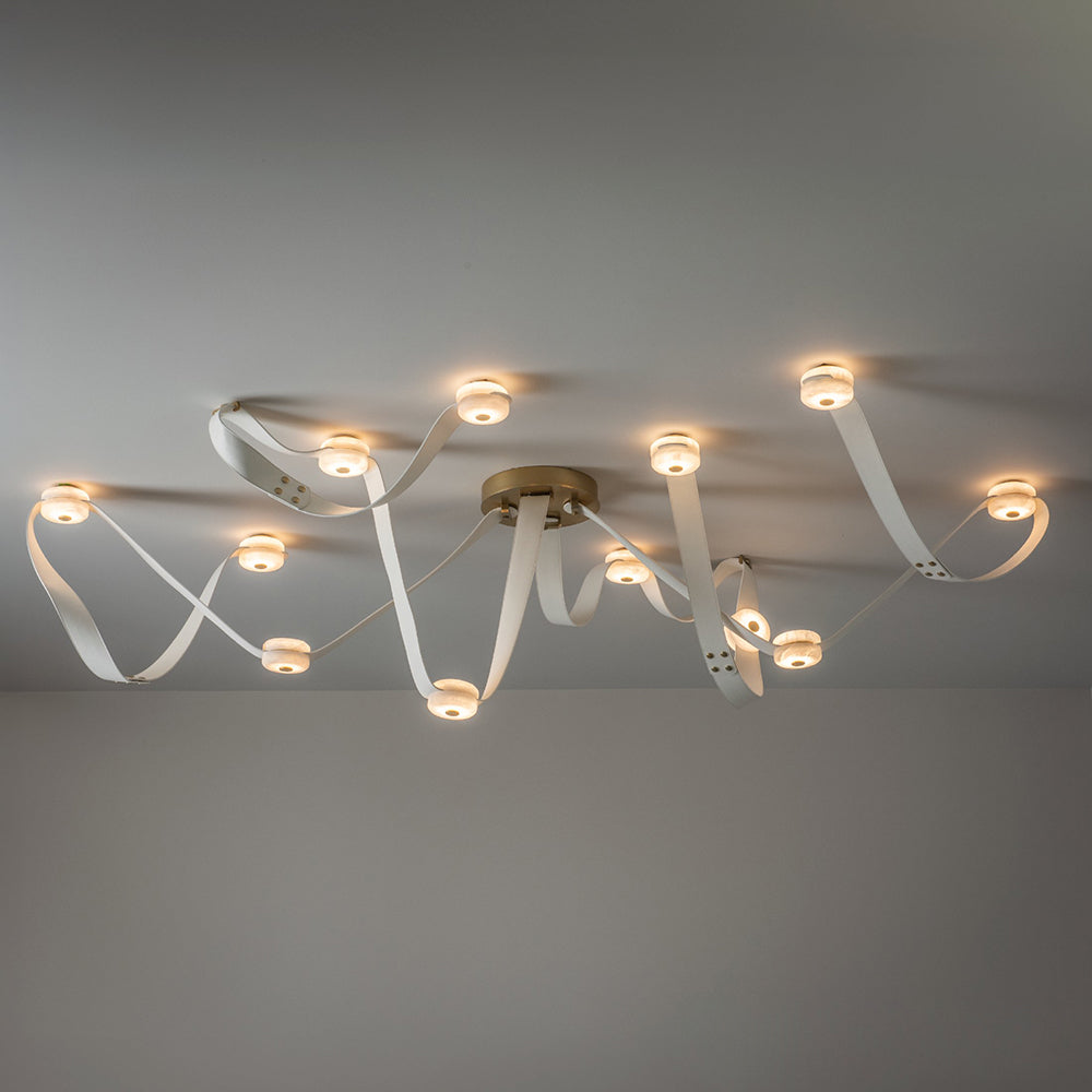 Elraearis Modern Minimalist LED Leather Alabaster Chandelier - Lamp Copper
