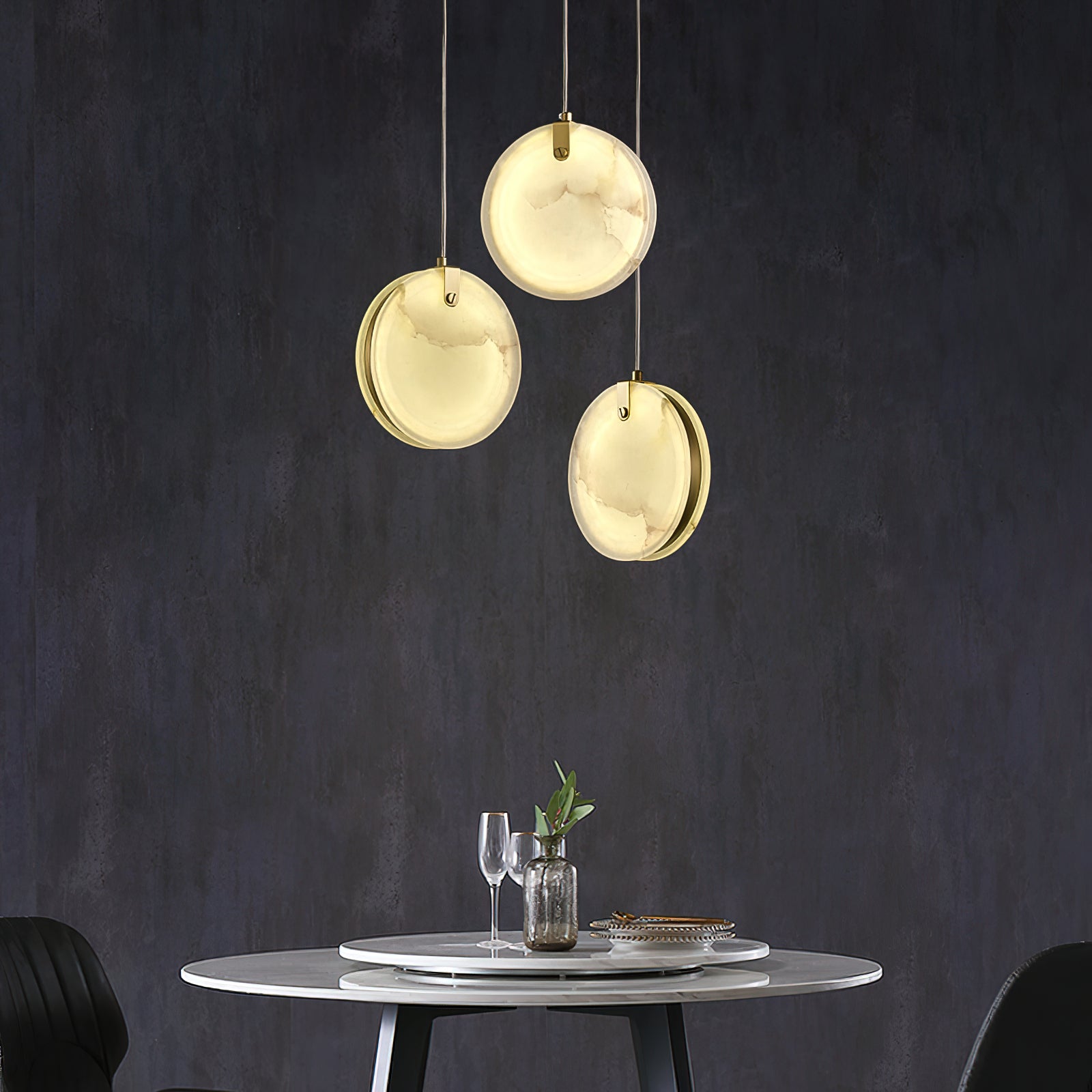 Utalionis Modern Minimalist Brass Alabaster Pendant Light - Lamp Copper