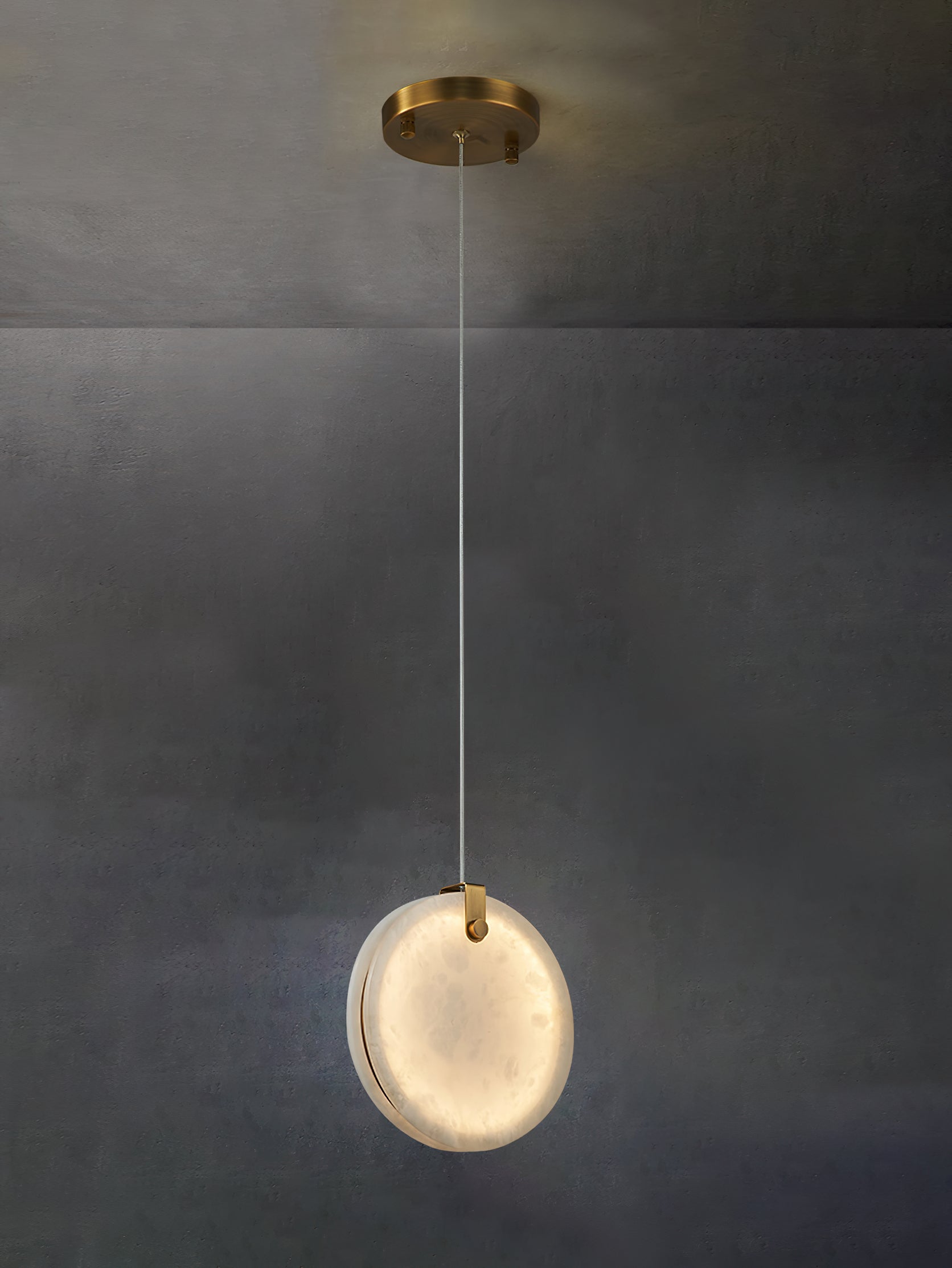 Utalionis Modern Minimalist Brass Alabaster Pendant Light - Lamp Copper