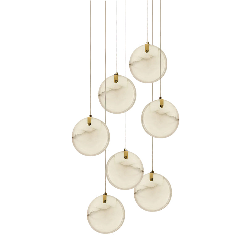 Utalionis Modern Minimalist Brass Alabaster Pendant Light - Lamp Copper