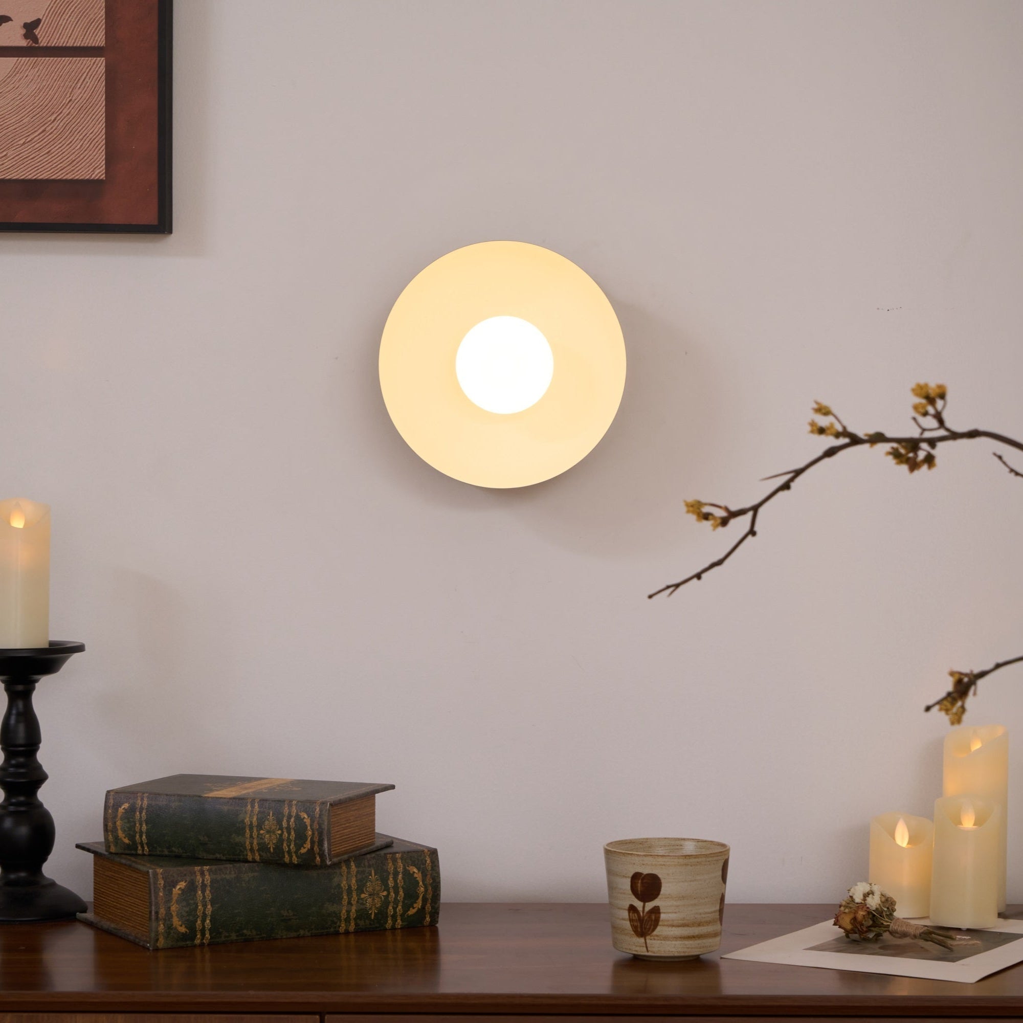 Vethaora Modern Minimalist Solar Eclipse Brass Glass Wall Light - Blowlighting