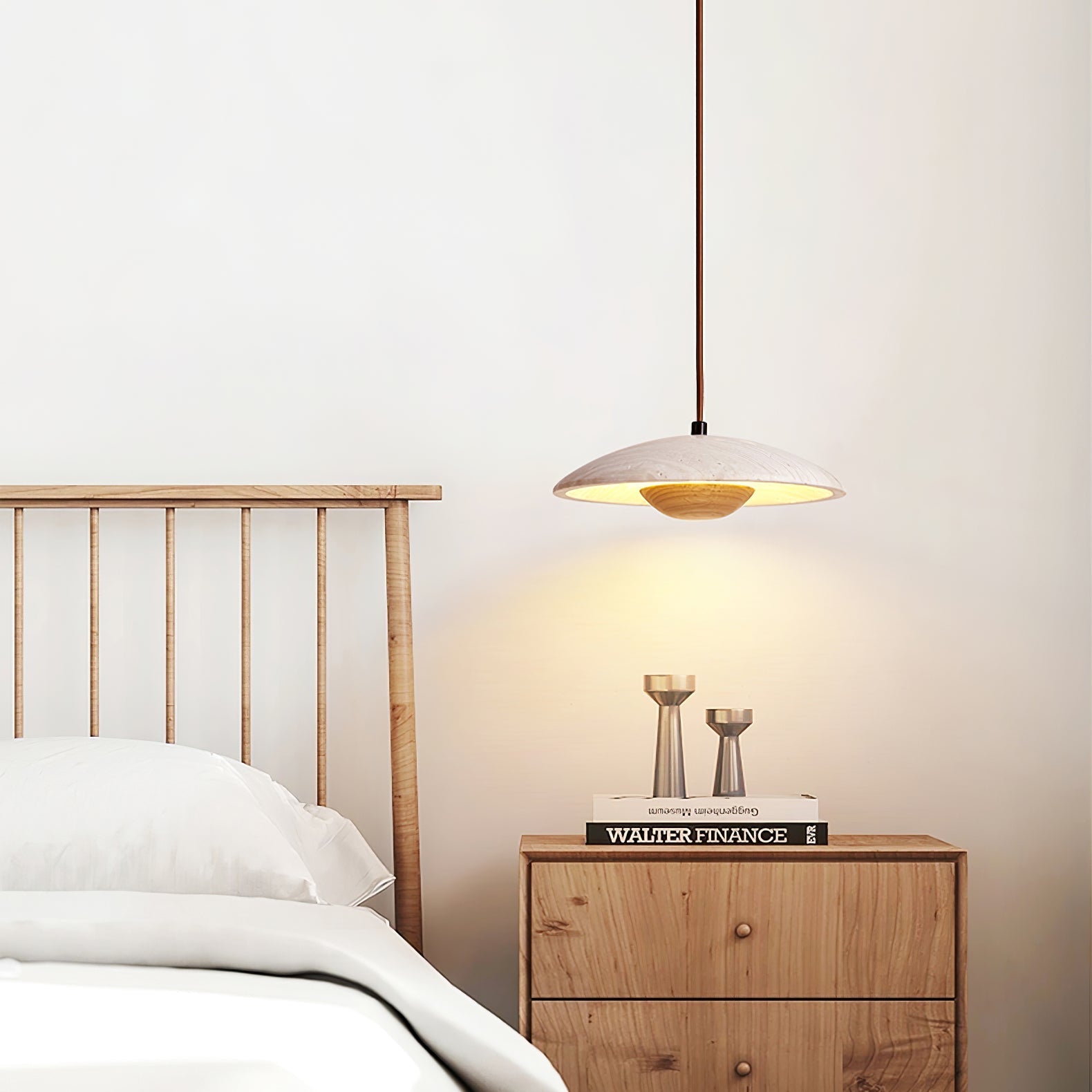 Zodore Wide-Brim Travertine Pendant Light - Neutralighting