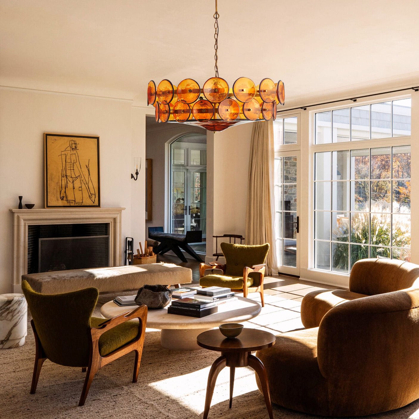 Aurora Chandelier Murano Glass Disc Vintage - Blowlighting