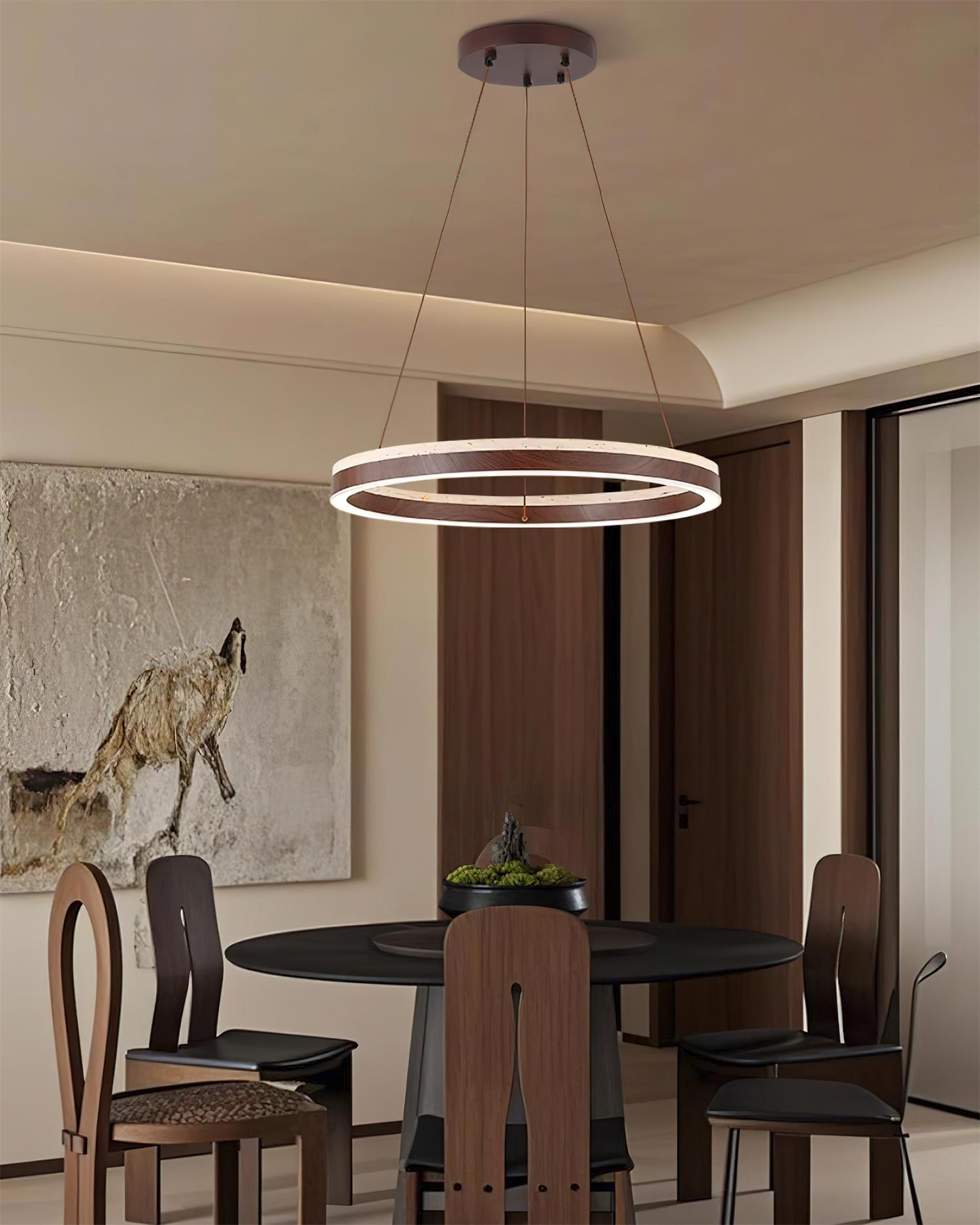 Ritta Chandelier Travertine Geometry Ring - Letslighting