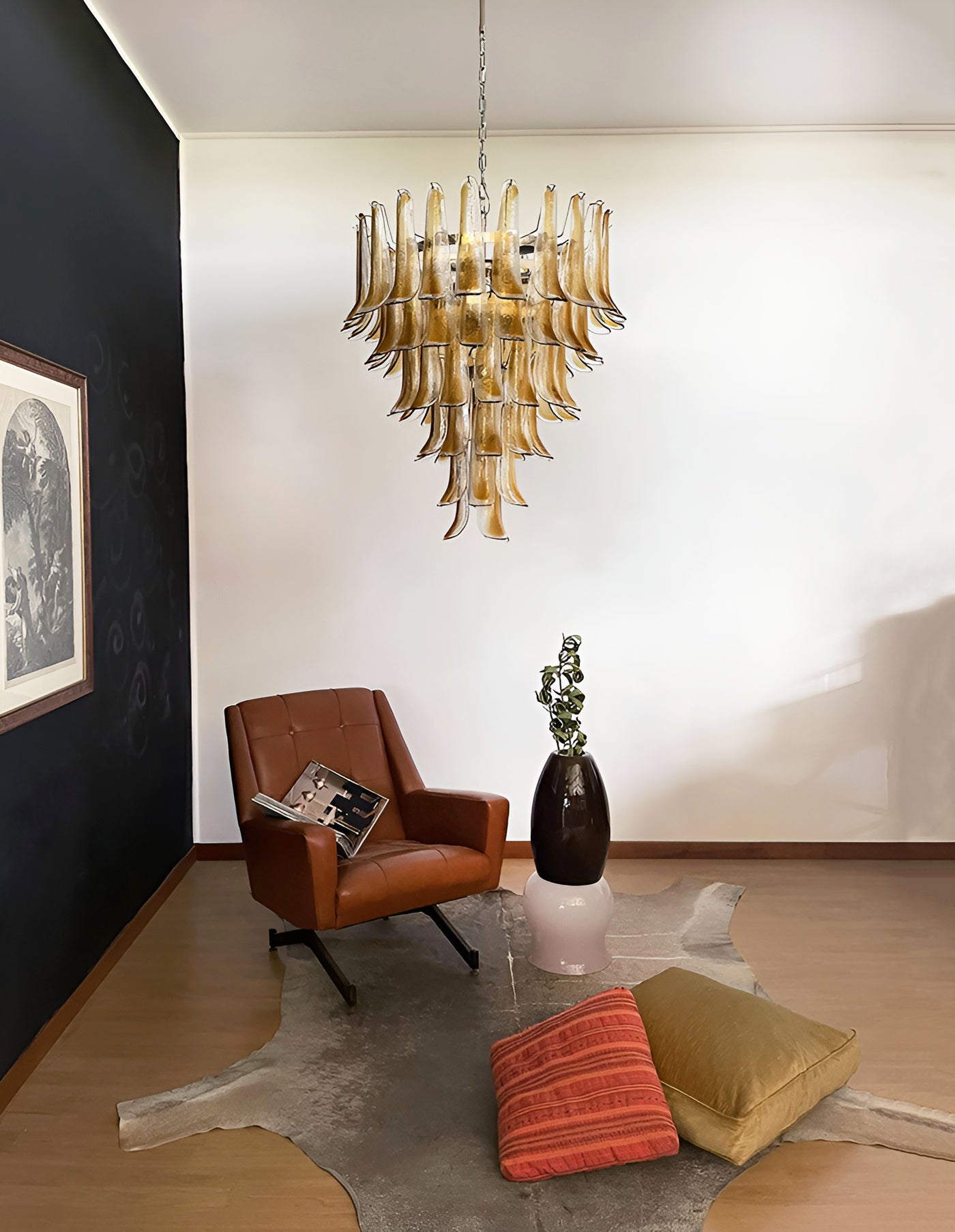 Aurora Chandelier Amber Glass Petals Layered Luxury - Neutralighting
