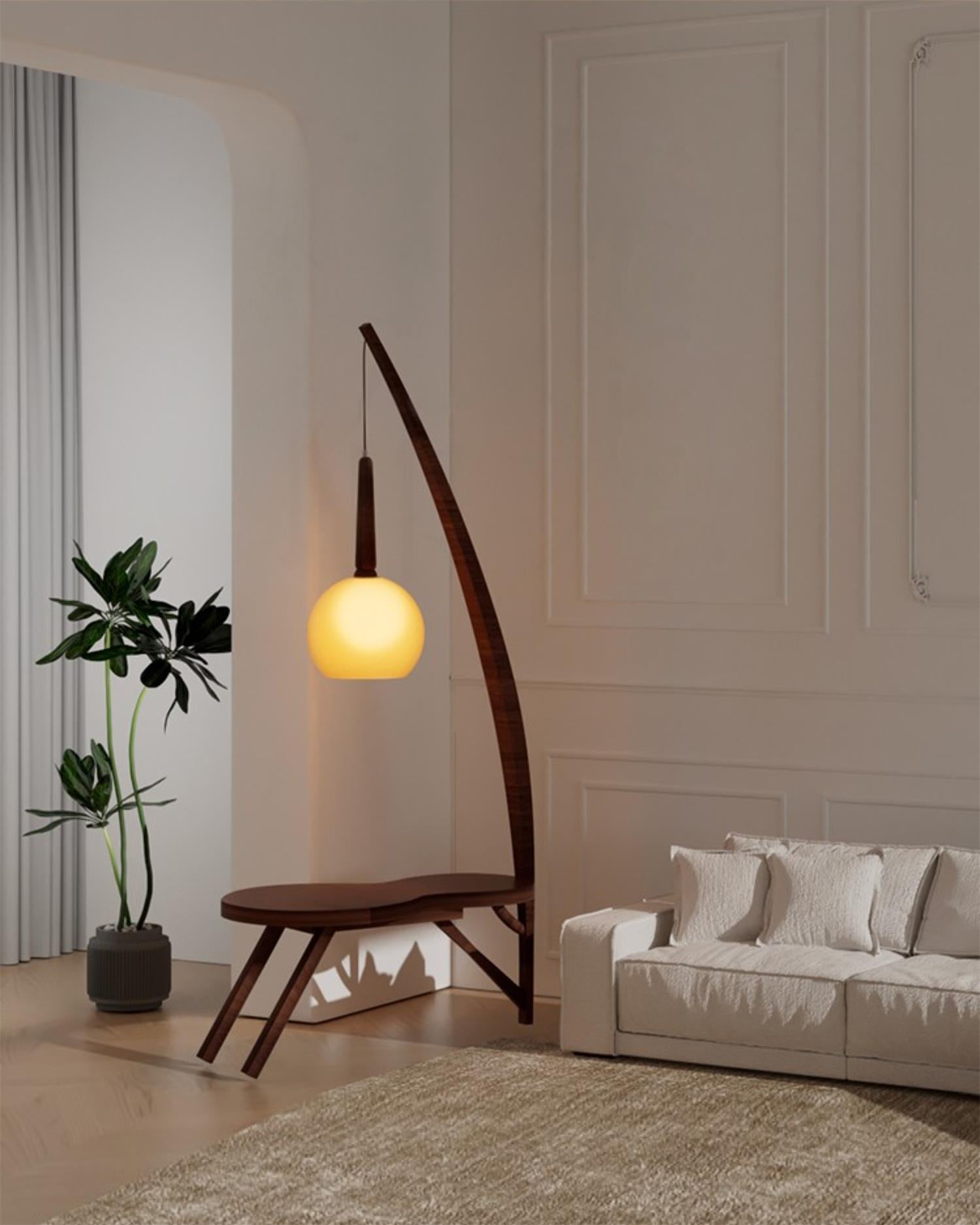 Solid Wood Coffee Table Storage Floor Lamp - Lamp Copper