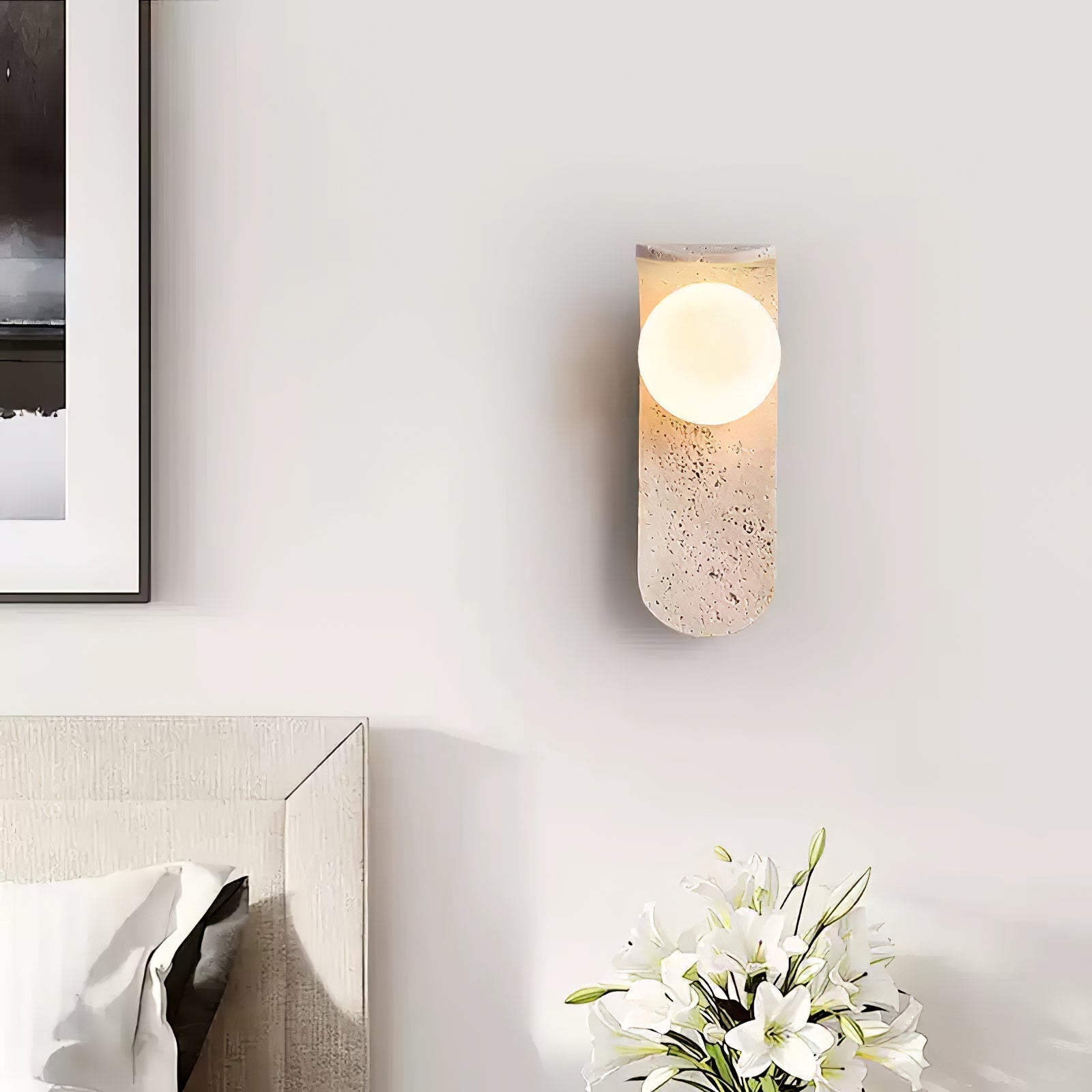 Cutalos Sconce-Frame Travertine Wall Light - Neutralighting