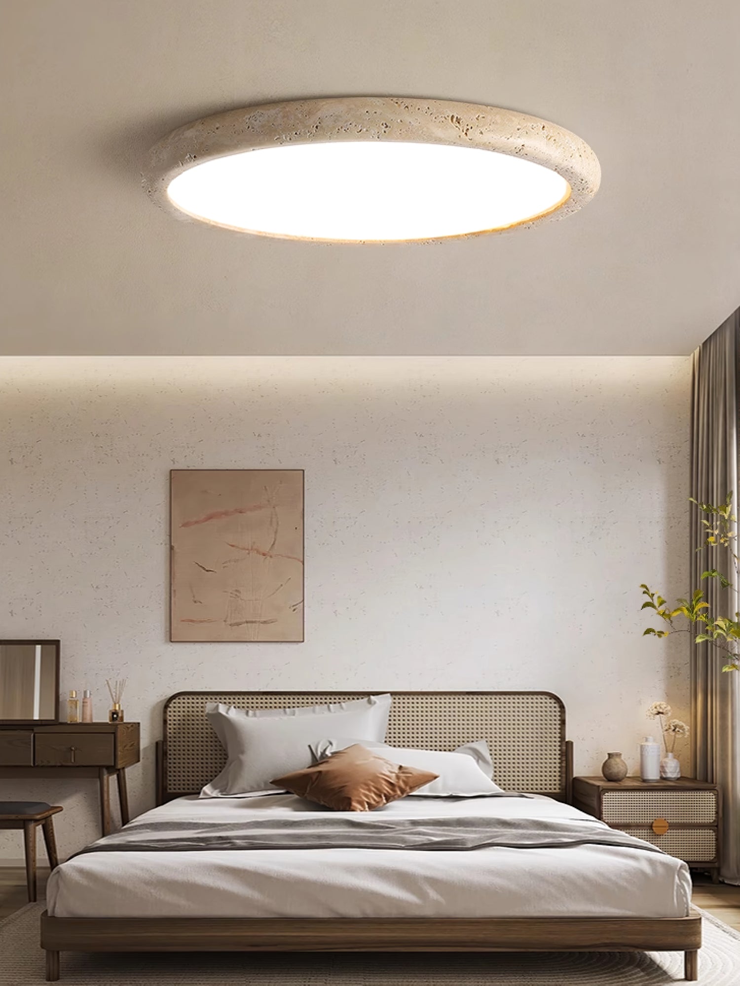 Aurrina Ring Frame Travertine Ceiling Light - Neutralighting
