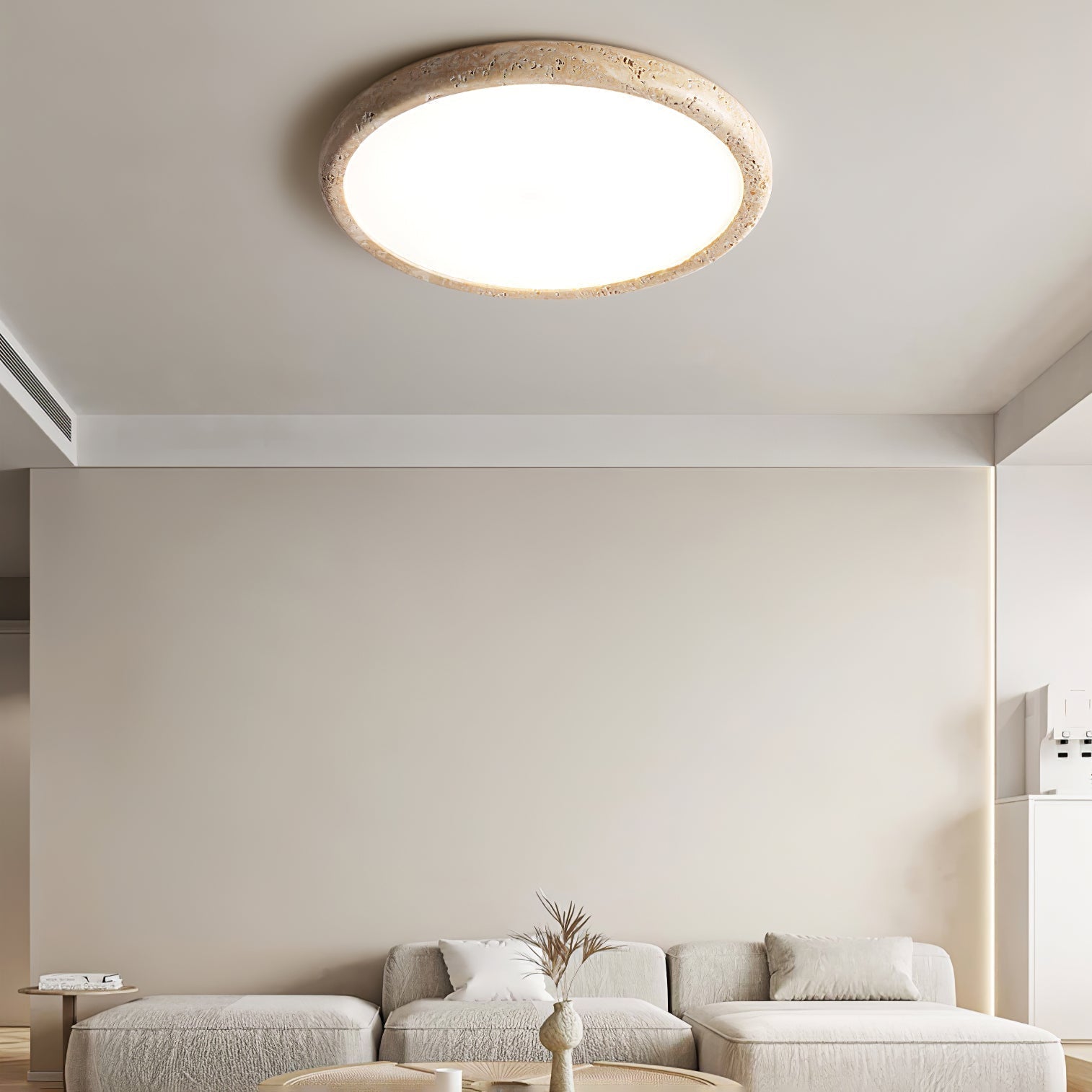 Aurrina Ring Frame Travertine Ceiling Light - Neutralighting