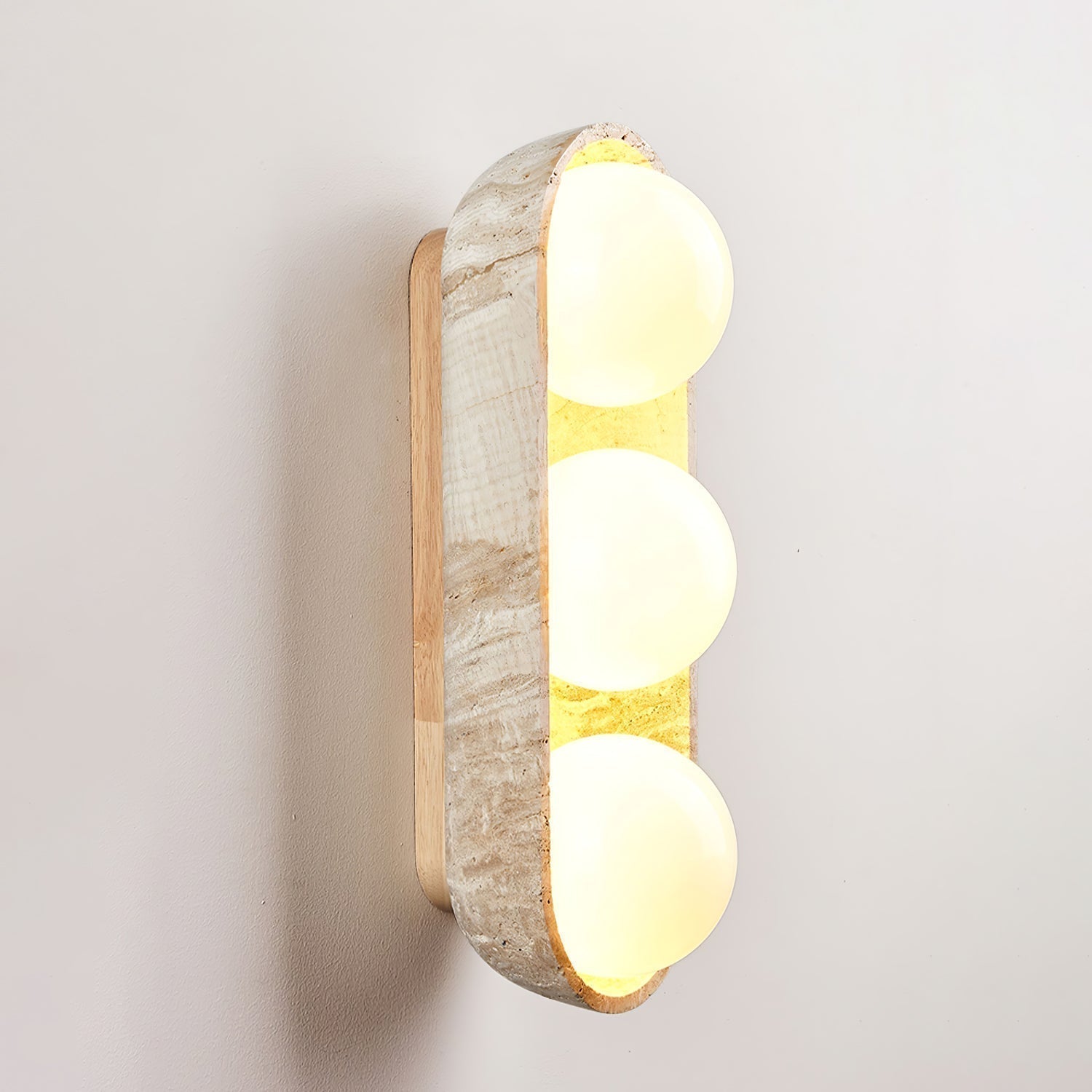 Trio Globe Travertine Wall Sconce - Neutralighting
