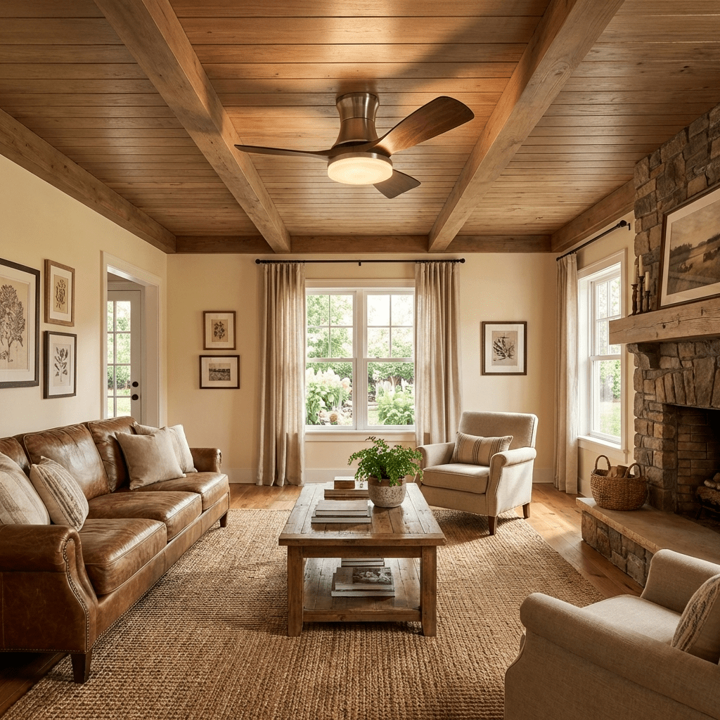 Ventilatore da soffitto moderno nickel con luce, primo piano della struttura in metallo e del paralume in acrilico