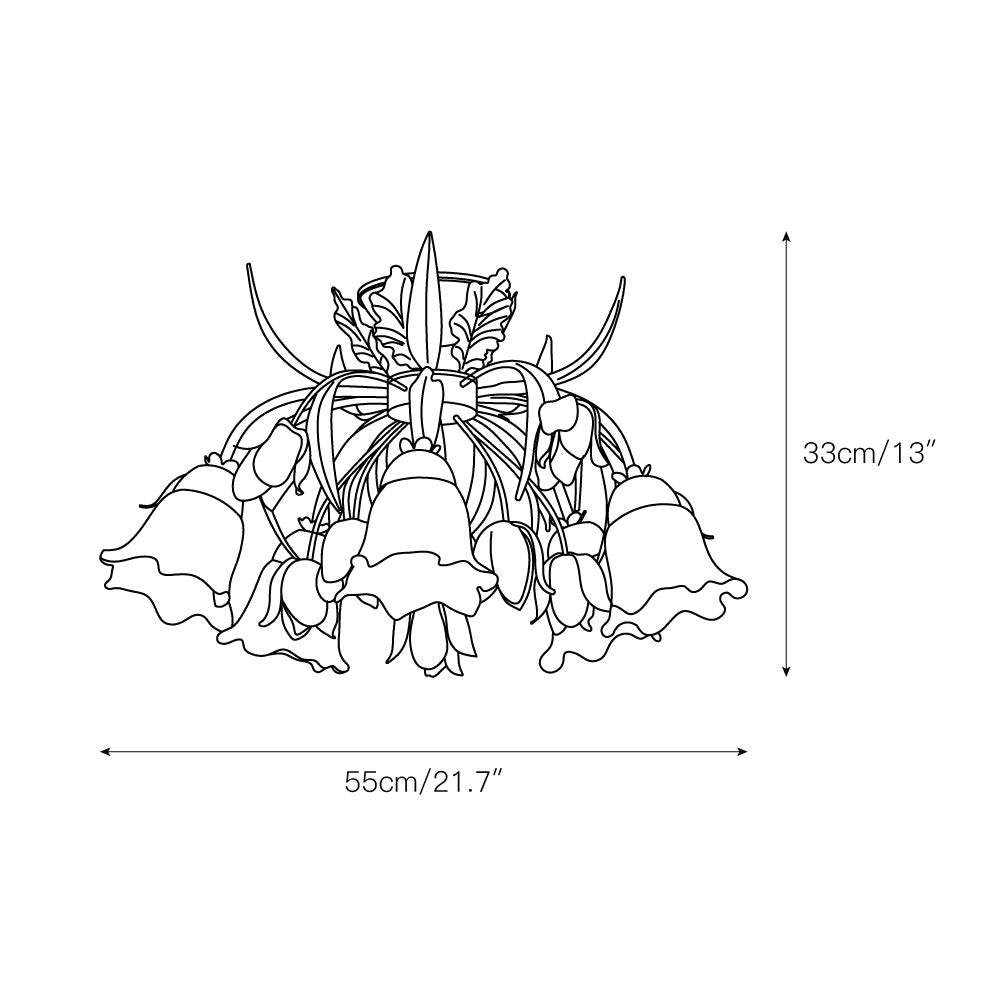 Veshael Elegance Art Sage Rose Glass Ceiling Lamp - Lamp Copper
