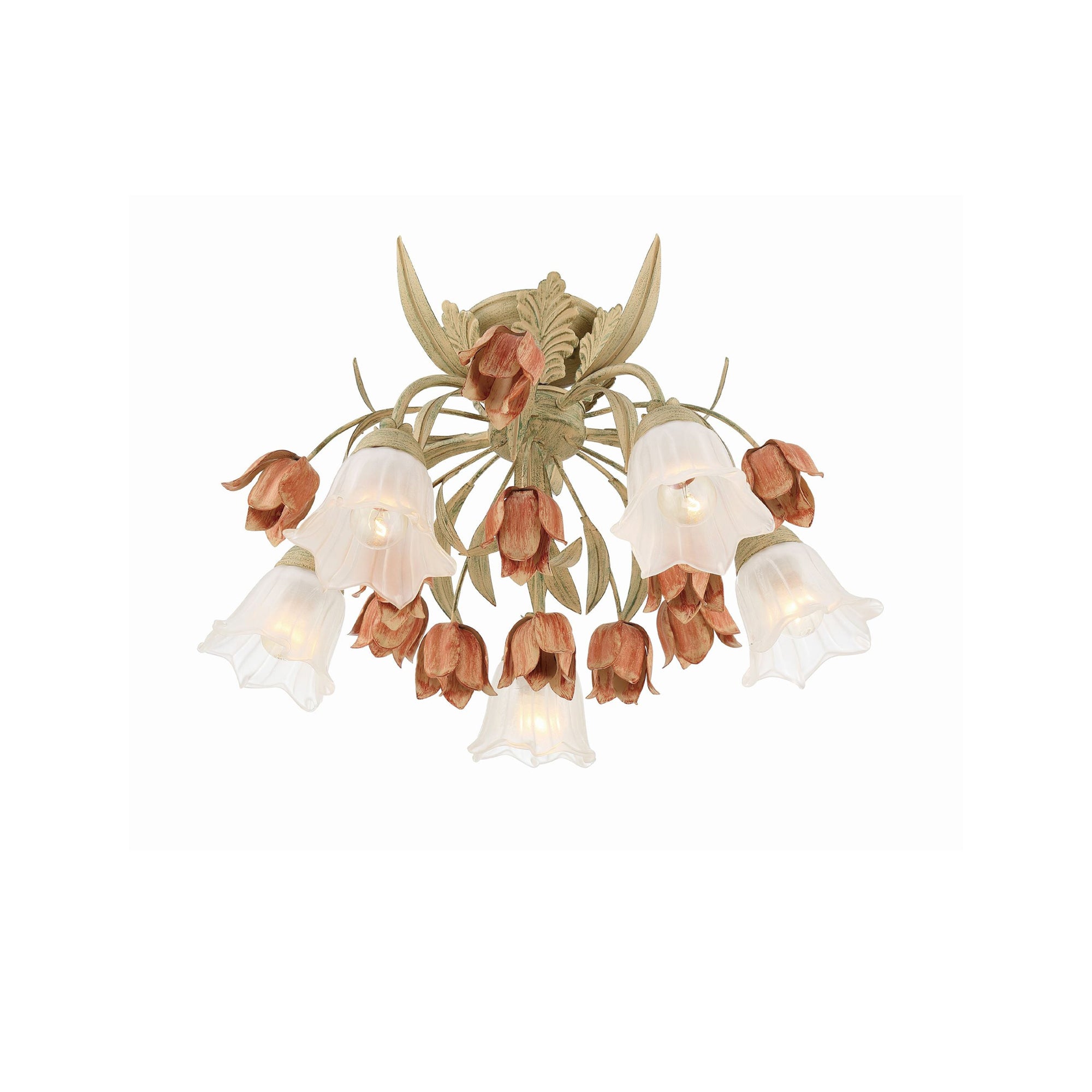 Veshael Elegance Art Sage Rose Glass Ceiling Lamp - Lamp Copper