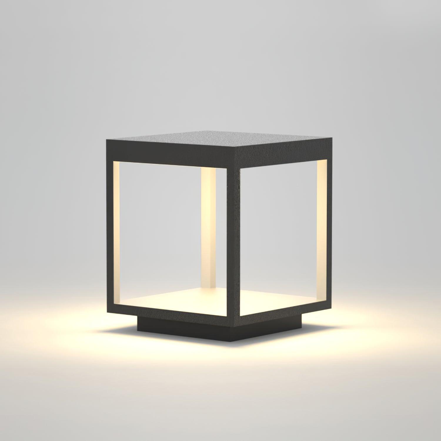 Square Frame Fence Post Outdoor Light - Lamp Copper