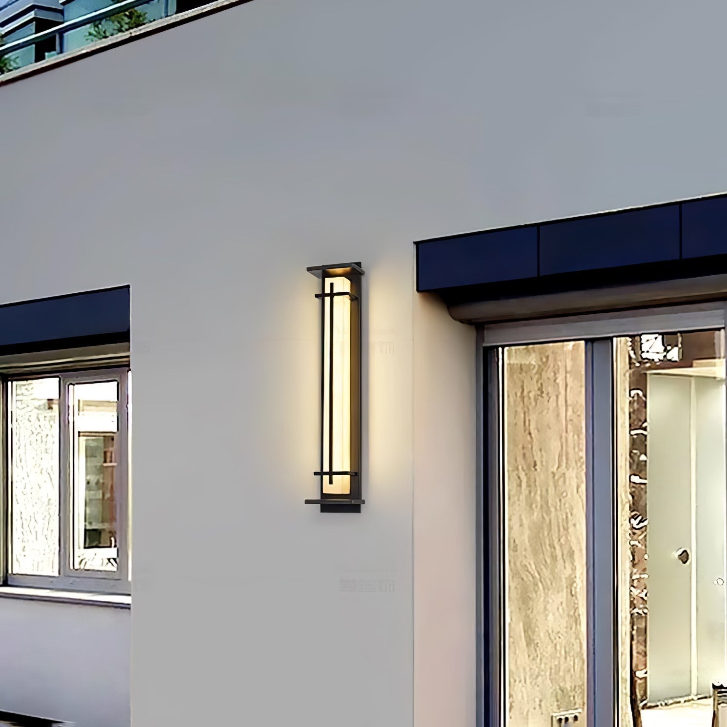 Ray Square Outdoor Wall Light Imitation Alabaster Waterproof - Neutralighting