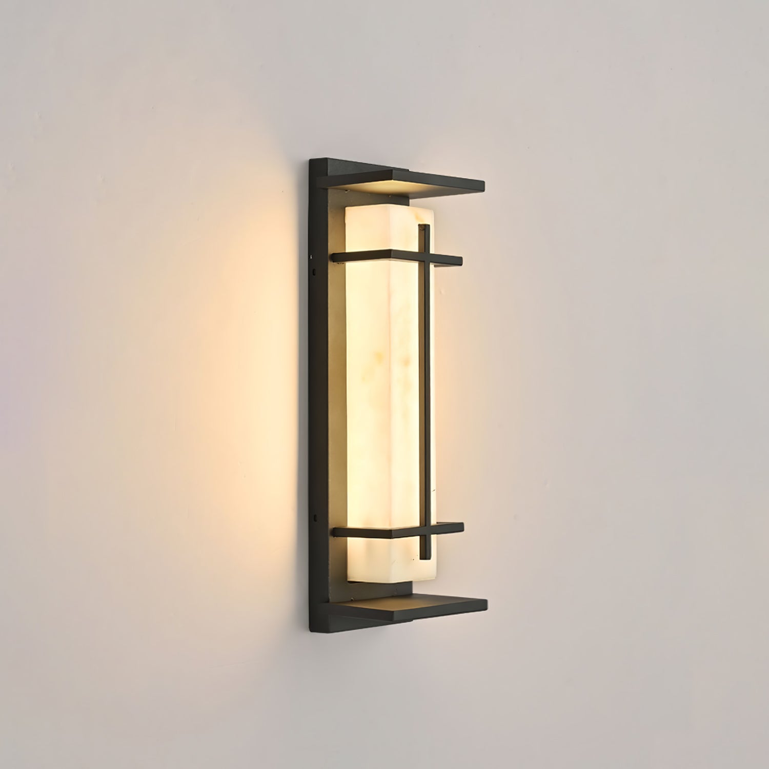 Ray Square Outdoor Wall Light Imitation Alabaster Waterproof - Neutralighting